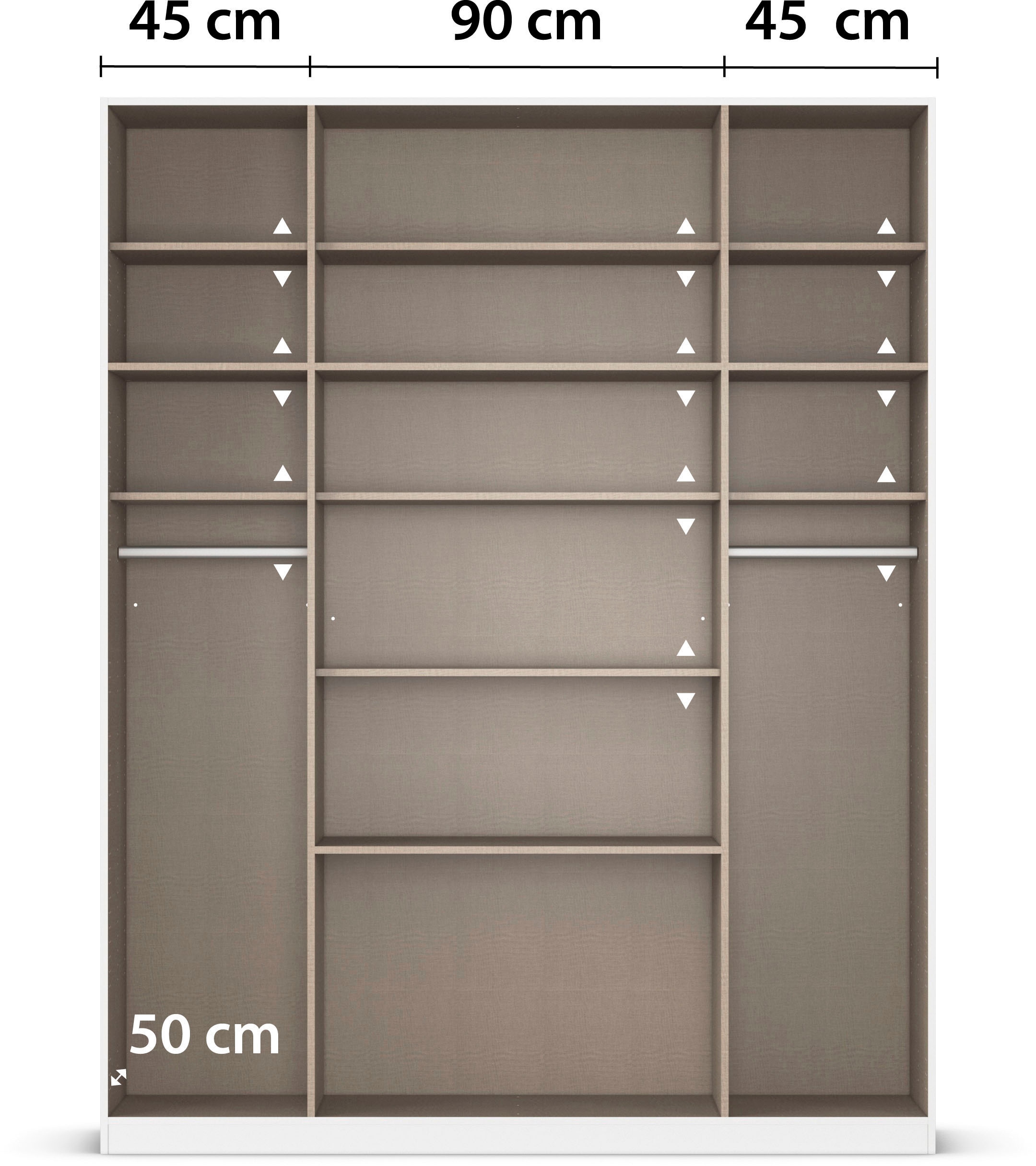 rauch Kleiderschrank »Schrank Drehtürenschrank Garderobe Ankleide Schlafzimmer HILDESHEIM« Breiten: 185/275 cm, Höhe 231 cm,  oberste Schublade mit praktischer Facheinteilung MADE IN GERMANY