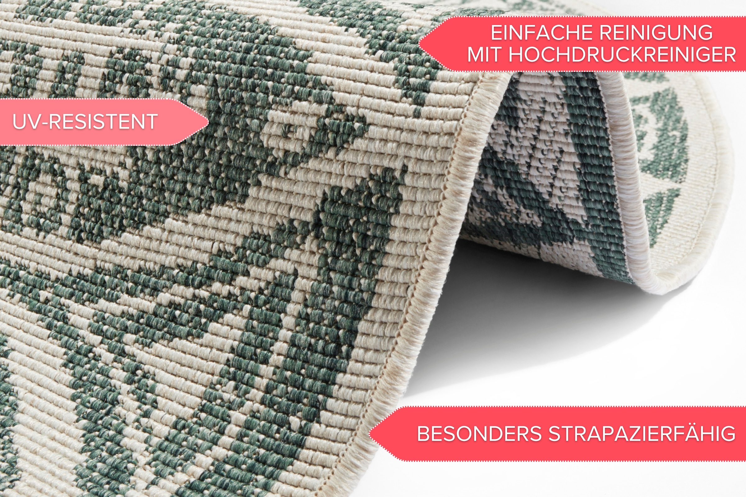 freundin Home Collection Teppich »Lilja Wendeteppich«, rund, 5 mm Höhe, In-& Outdoor, beidseitig, Wetterfest, Balkon, Garten, Wohnzimmer