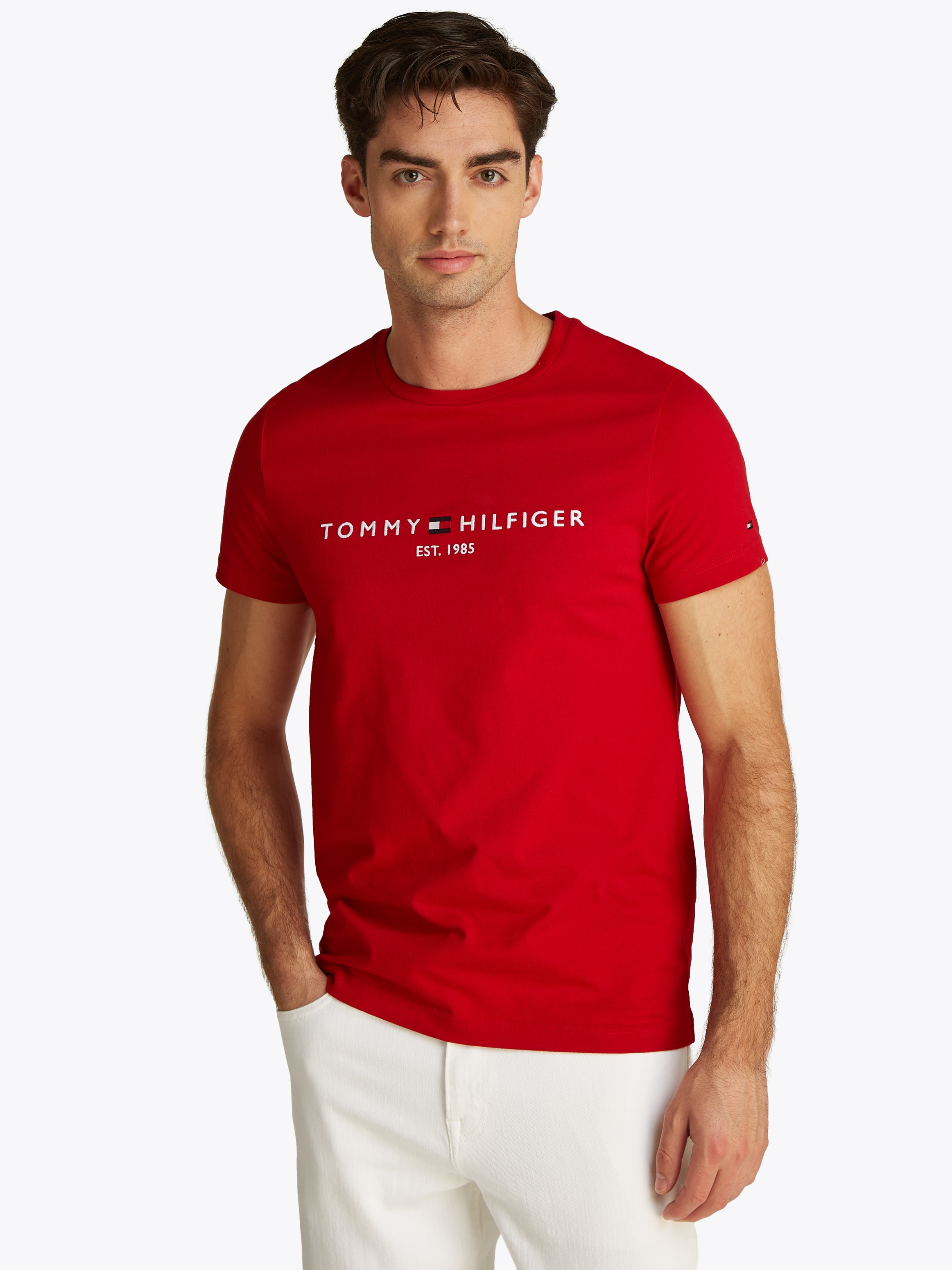 Tommy Hilfiger T-Shirt »TOMMY LOGO TEE« aus reiner Baumwolle