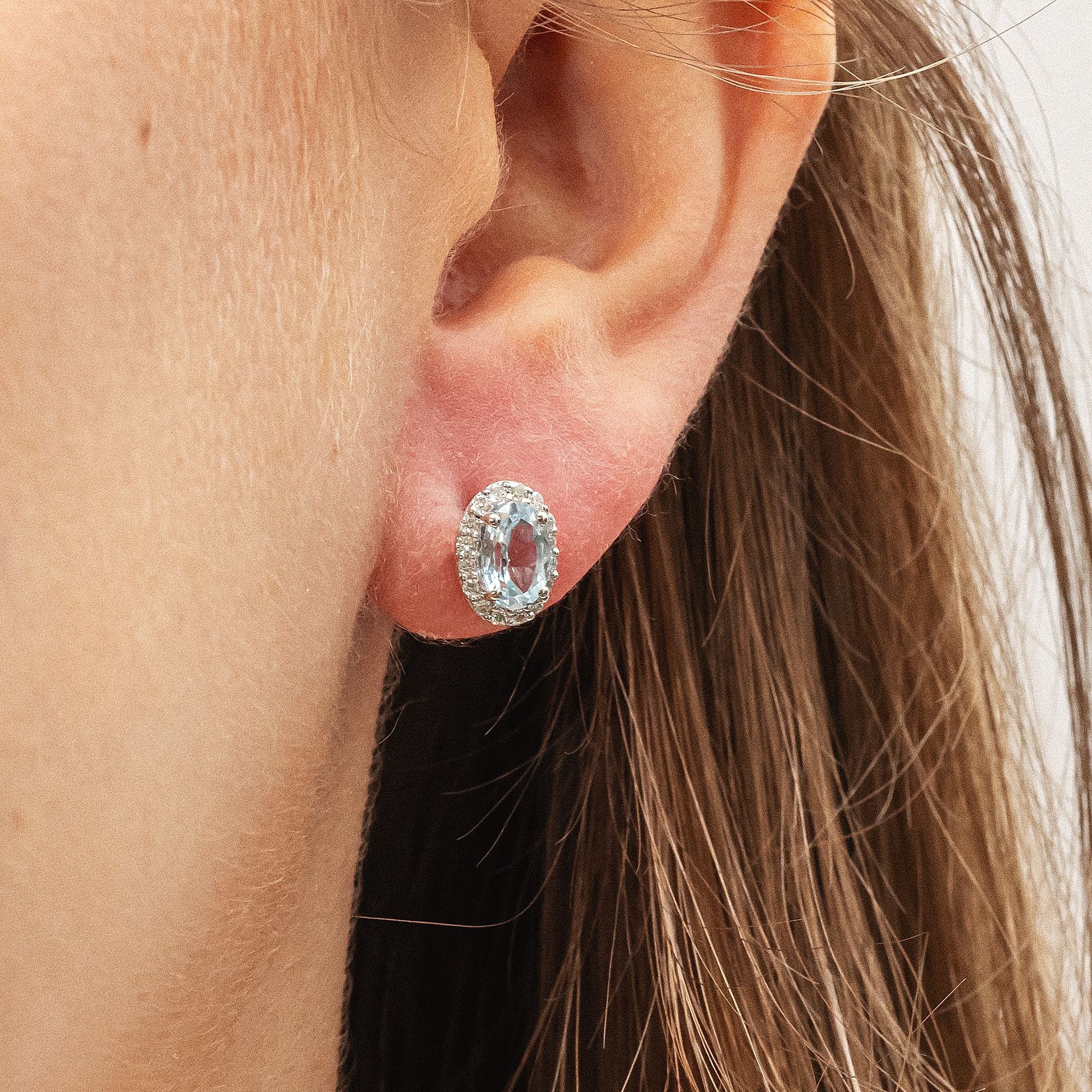 Diamonds by Ellen K. Paar Ohrstecker »Weißgold 585 mit echtem Aquamarin und 36 Diamanten zus. 0,14ct.«