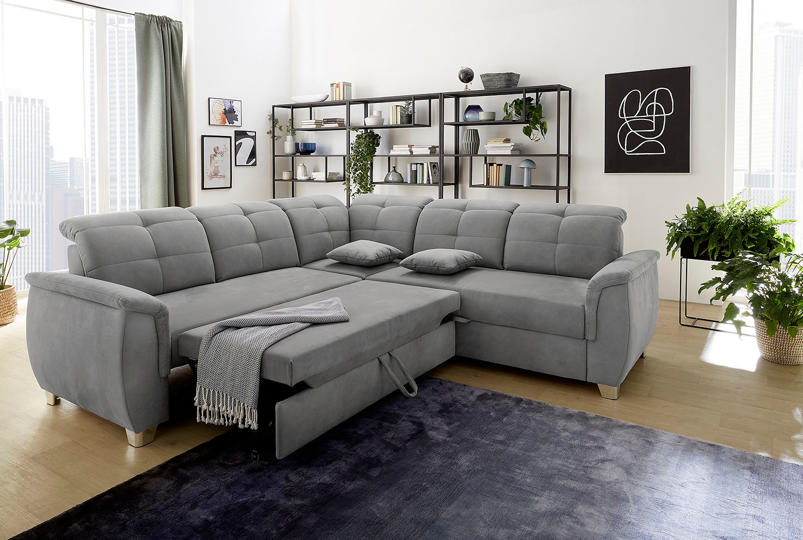Jockenhöfer Gruppe Ecksofa Udine, verstellbare Kopfteile, Gästebett- und Relaxfunktion