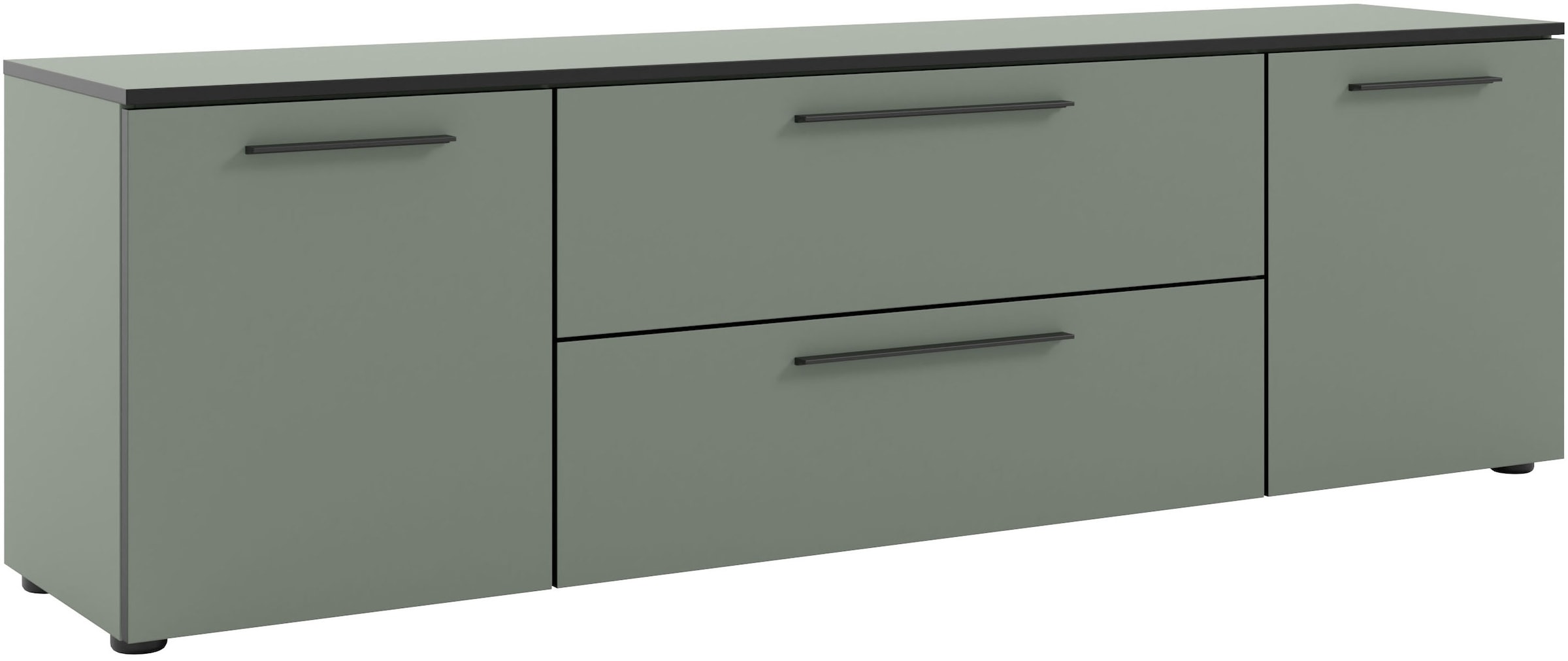 Manjana Möbel Lowboard »mit Schwarz matten Metallgriffen«