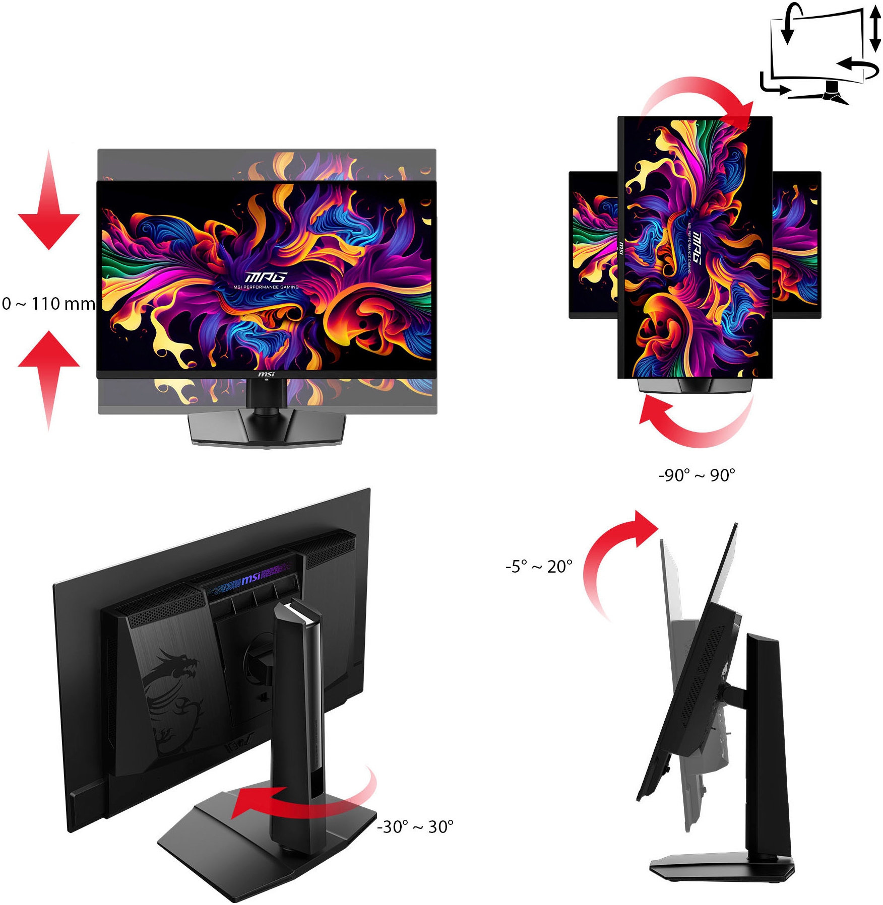 MSI Gaming-Monitor »MPG 271QRX QD-OLED«, 67 cm/27 Zoll, 2560 x 1440 px, WQHD, 0,03 ms Reaktionszeit, 360 Hz