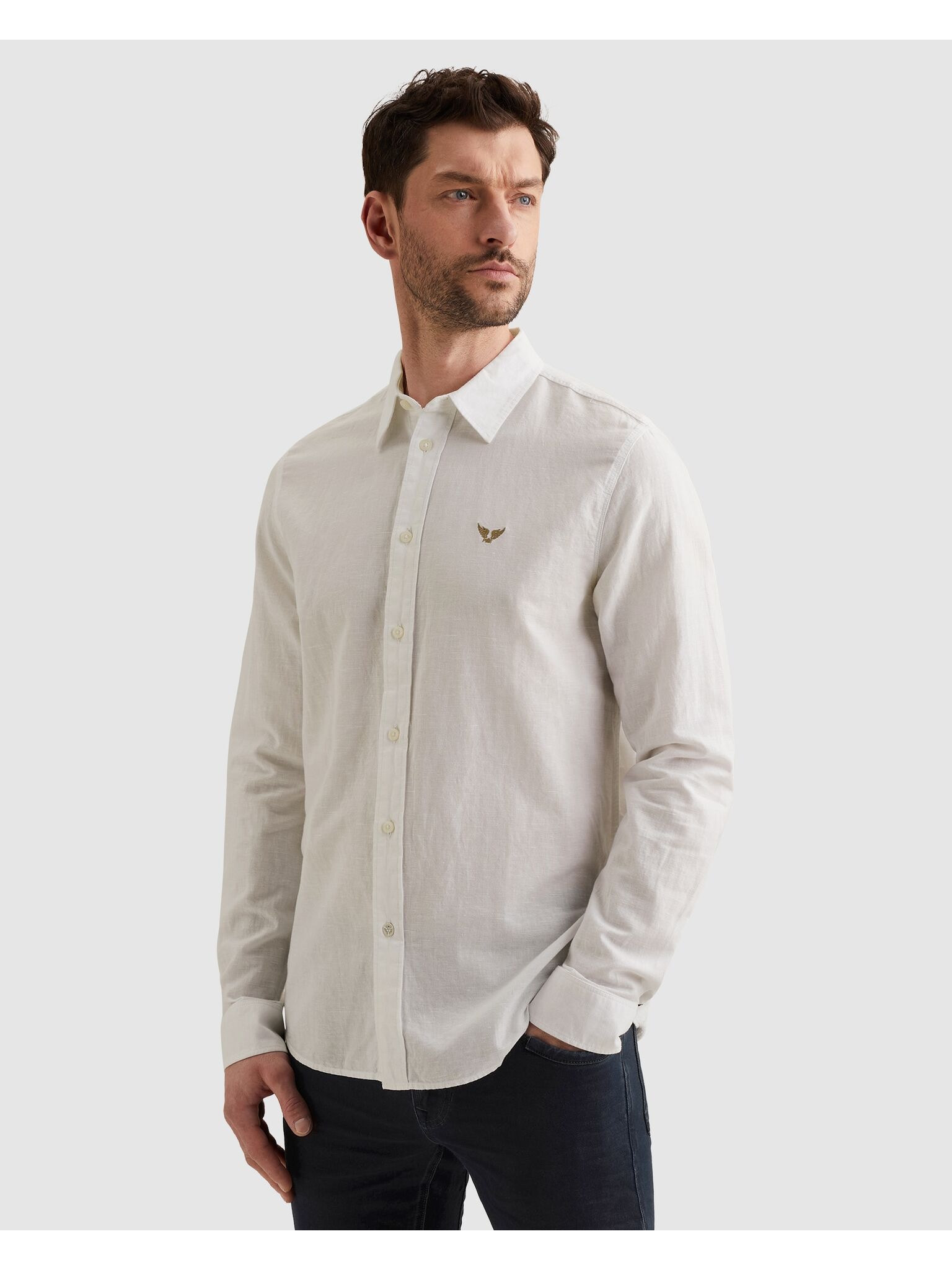 PME LEGEND Langarmhemd mit Logo Stickerei