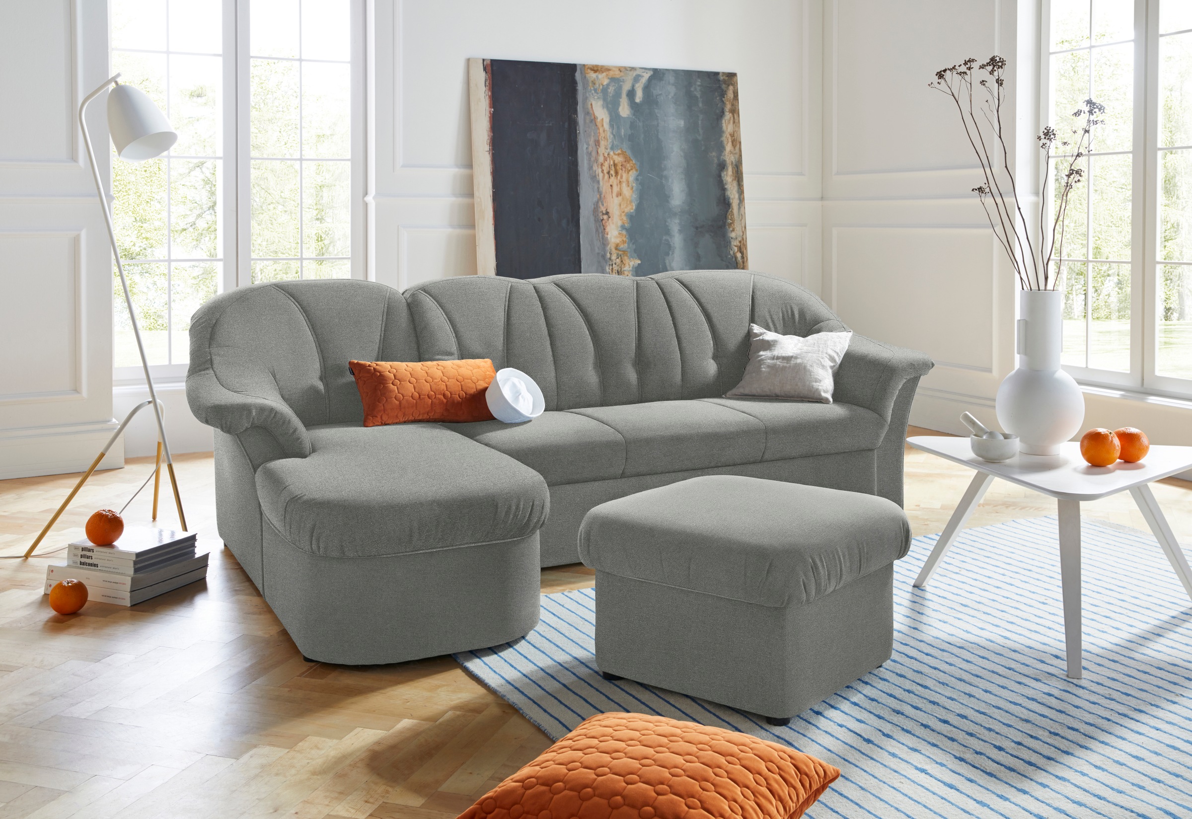 DOMO collection Ecksofa »Pegnitz, elegante Rückensteppung, komfortabel, Bre günstig online kaufen