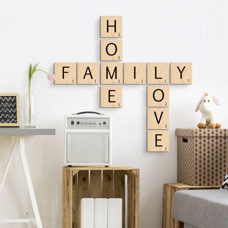 Wall-Art Wandspruch »Scrabble Deko Buchstaben Home«, (Set, bestellen auf Rechnung St.) 4