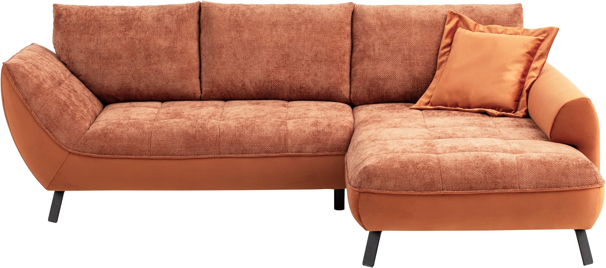 exxpo - sofa fashion Ecksofa »Bellinii, Materialmix, Strukturbezug und pflegeleichter Microvelours«, bequem und modern, Materialmix, L-Form
