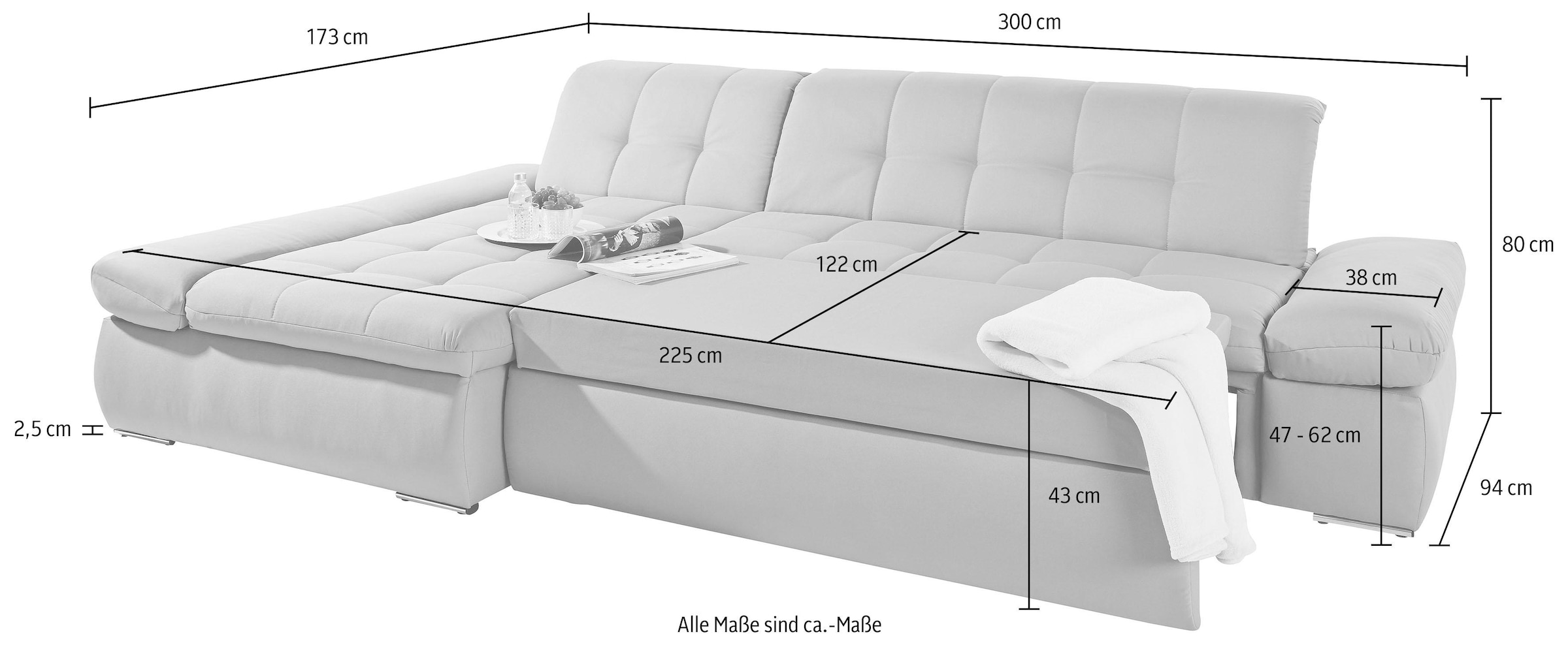 INOSIGN Ecksofa »L-Form«, wahlweise mit Armlehn- und Bettfunktion