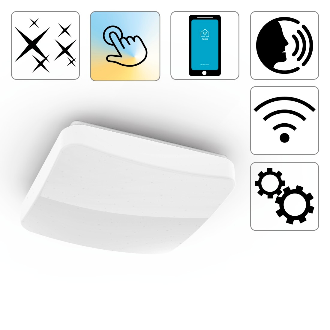 Hama Deckenleuchte »WiFi Leuchte, steuern via Alexa/Google, App, Glitzer, Quadrat, 27 cm«, Leuchtmittel LED-Modul | LED fest integriert