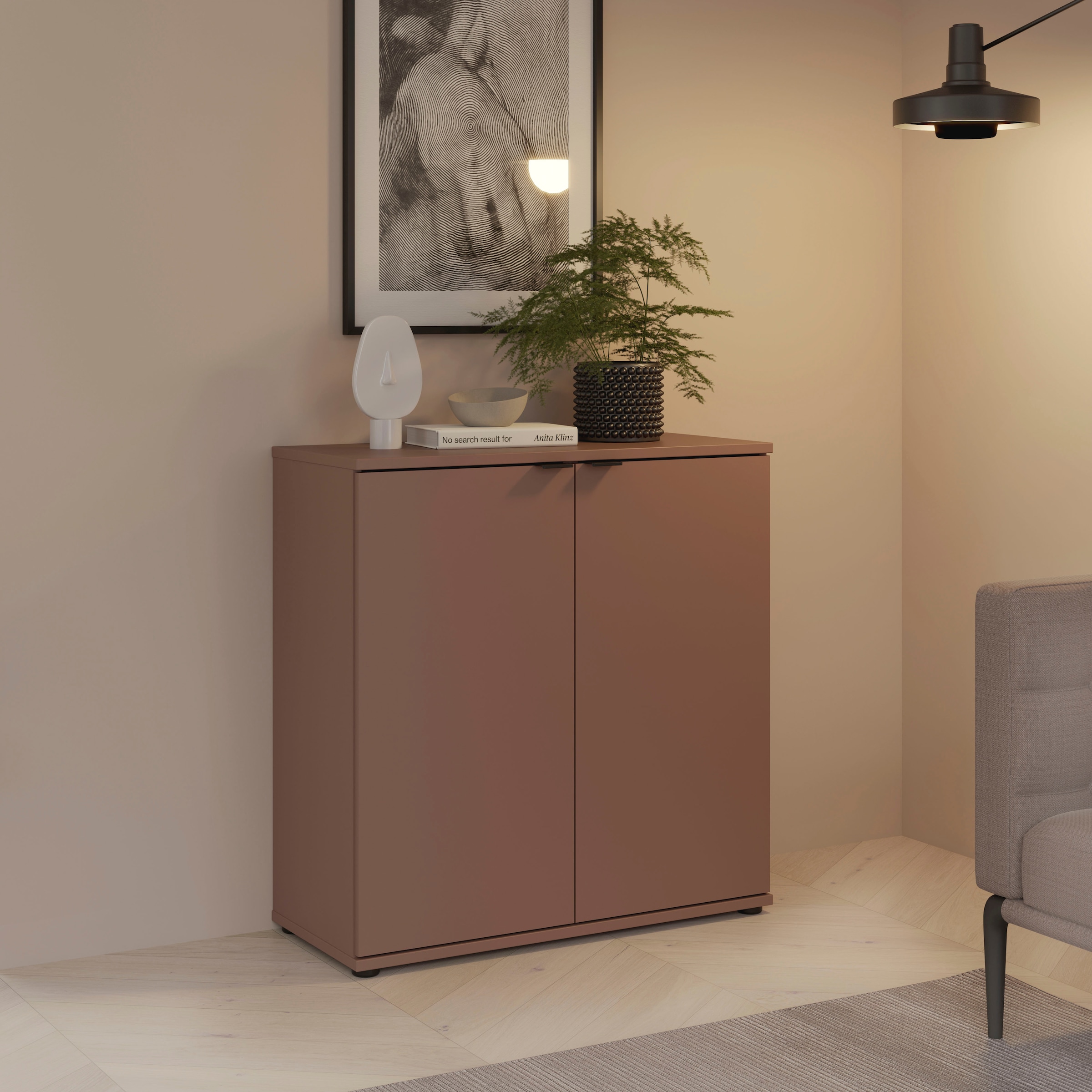 FORTE Kommode »Ganymede«, Kommode, Stauraum, Metallgriffe, 4 Dekore, Breite 80,1cm