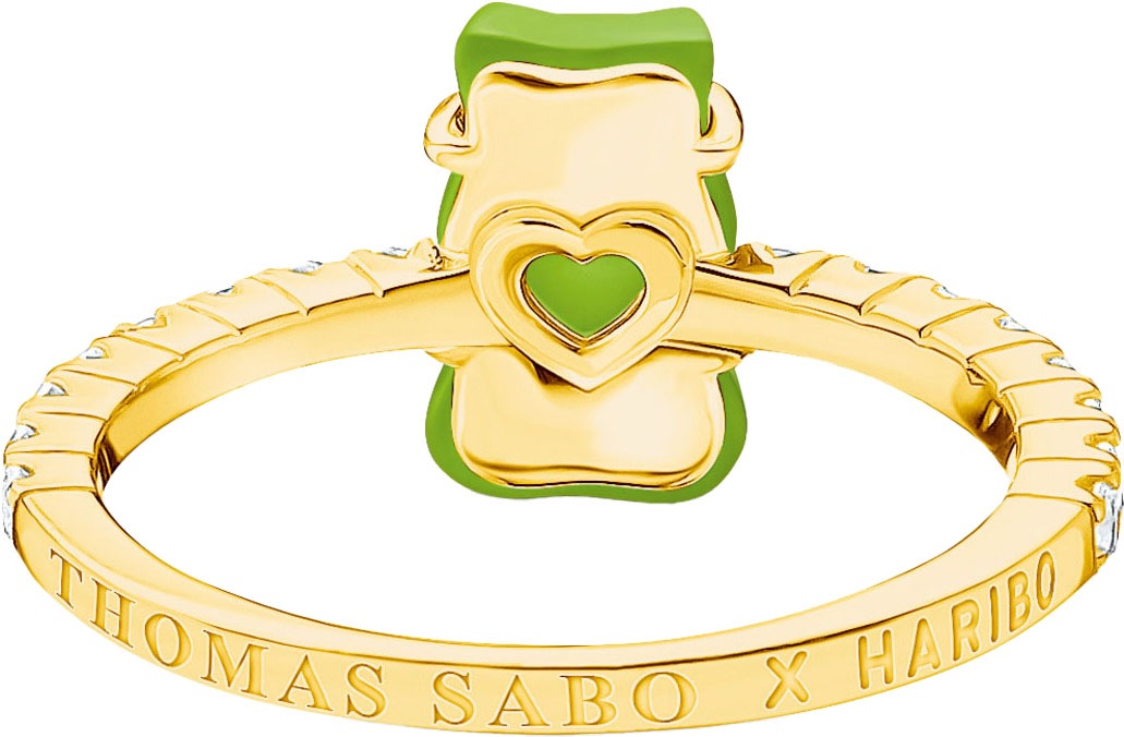 THOMAS SABO Fingerring »THOMAS SABO x HARIBO Schmuck: Ring mit Goldbär«, mit Kristallglas, Zirkonia (synth.)