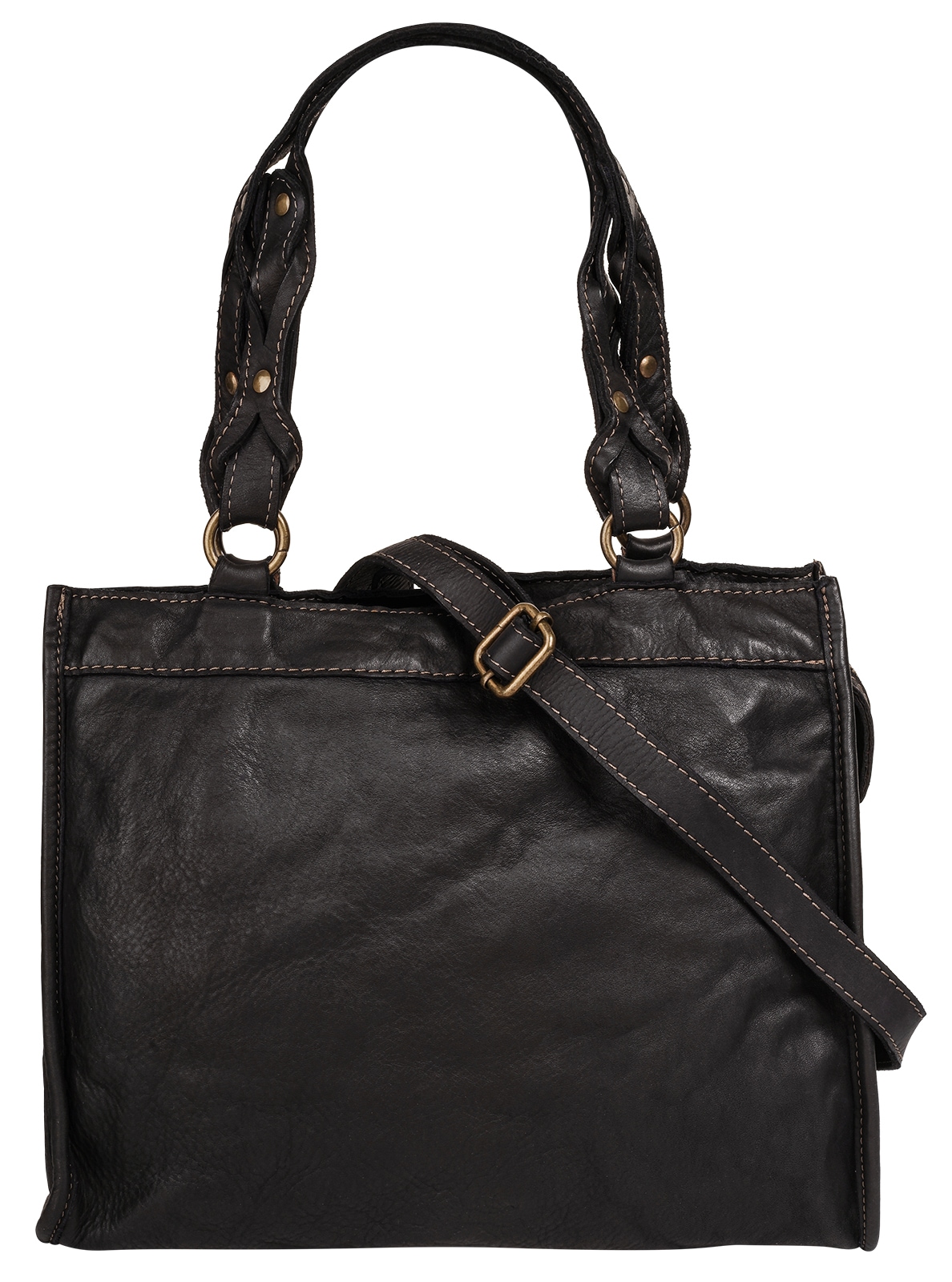 Shopper, echt Leder, Made in Italy, Gr. B/H/T: 37 cm x 27 cm x 10 cm onesize, schwarz