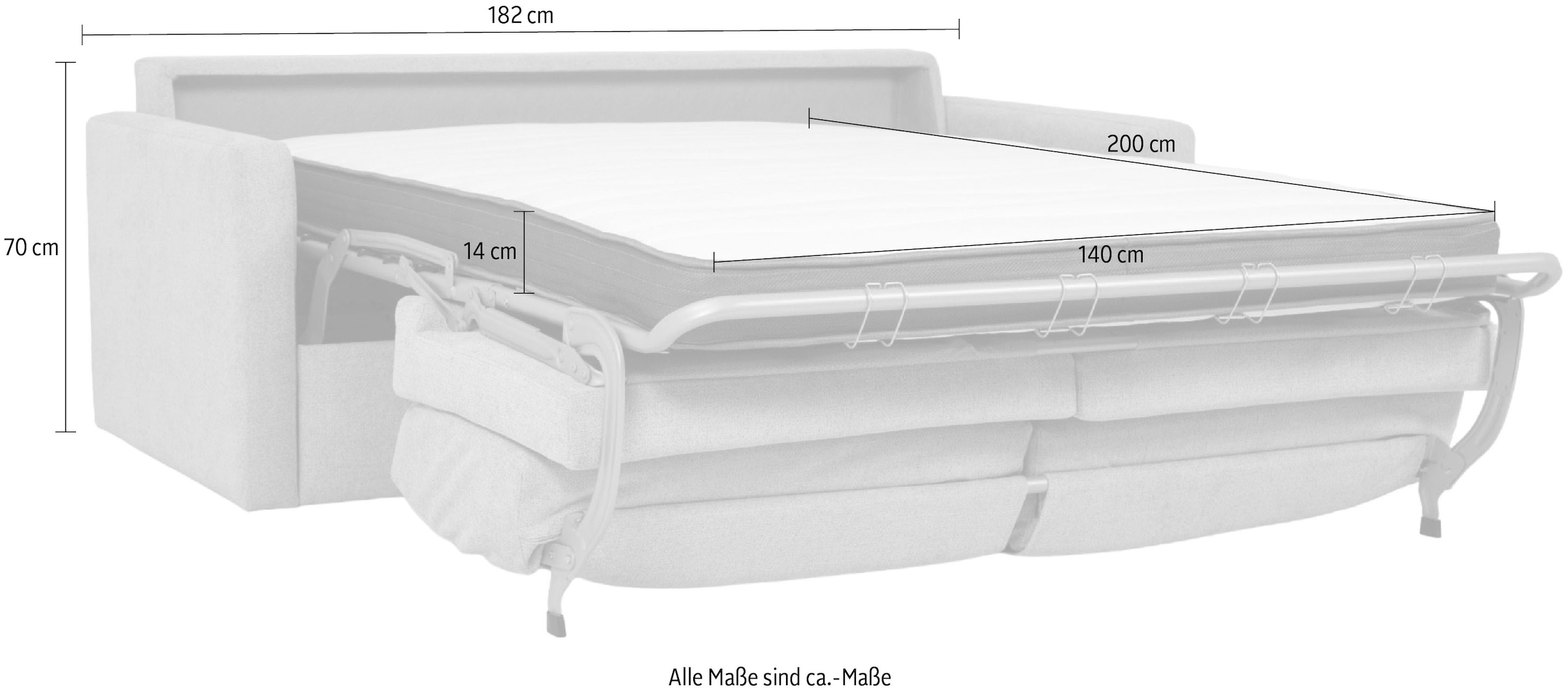 Home affaire Schlafsofa »GOLDPOINT 182cm,  Dauerschläfer, Liegefläche 140/200 cm« 3-Sitzer mit Dauerschläfer-Funktion, Bonell-Federkernmatratze