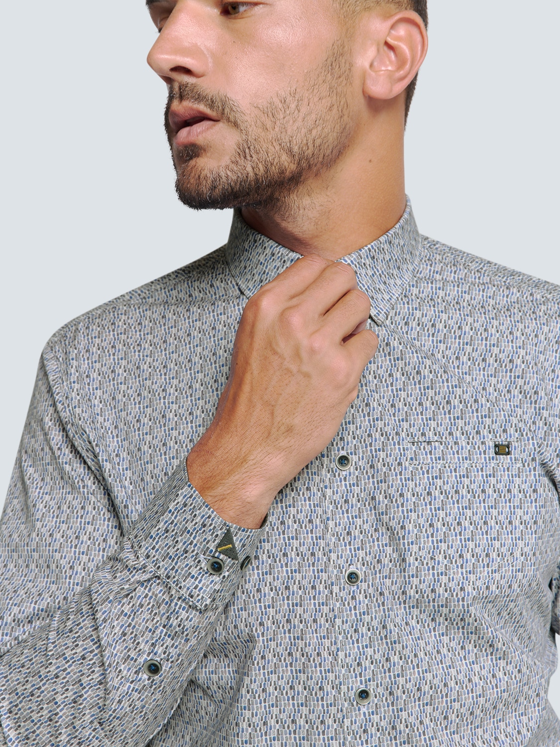 NO EXCESS Langarmhemd »No Excess Bedrucktes Stretch-Hemd«