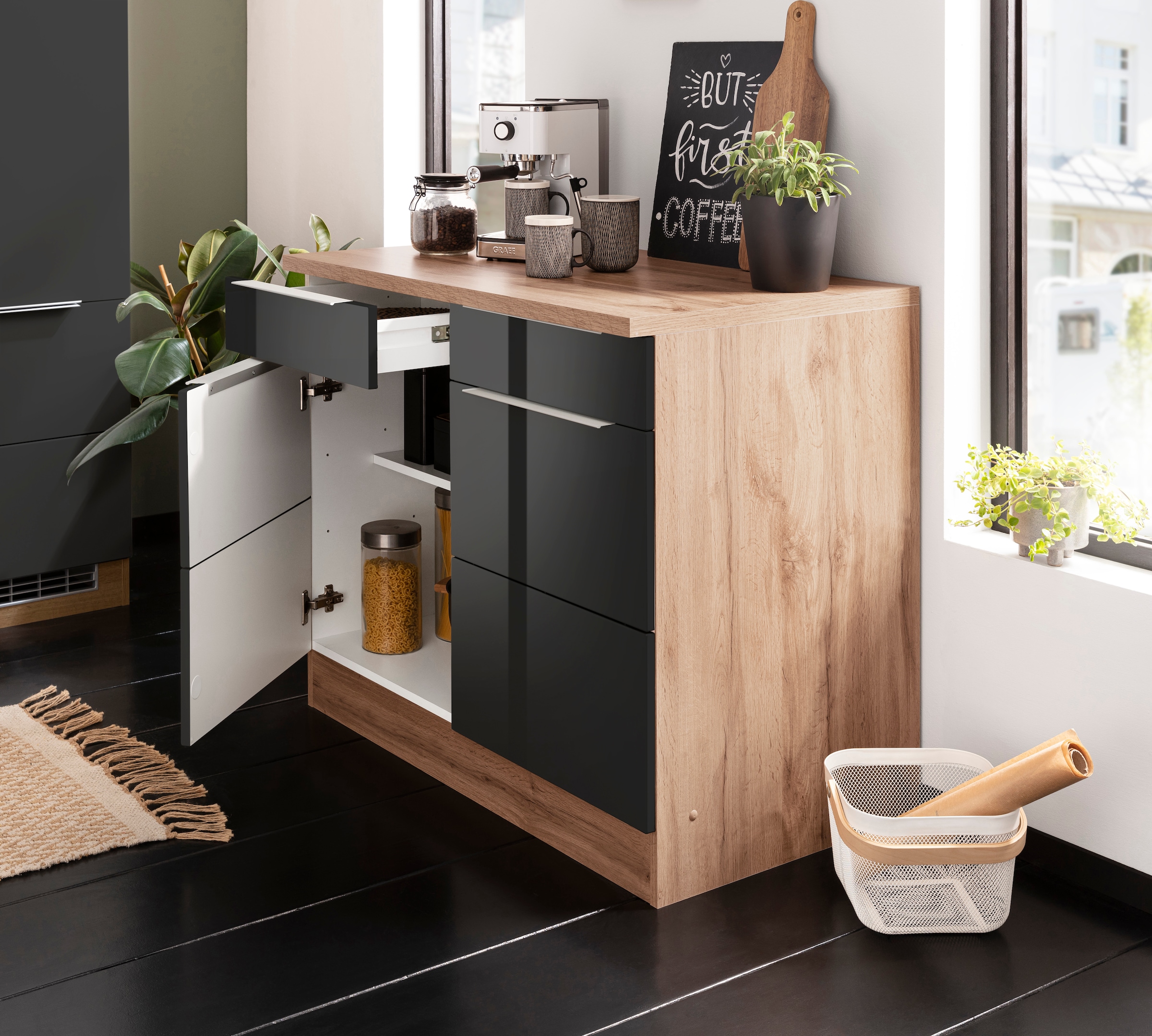 KOCHSTATION Unterschrank »KS-Brindisi«, 100 cm breit, viel Stauraum