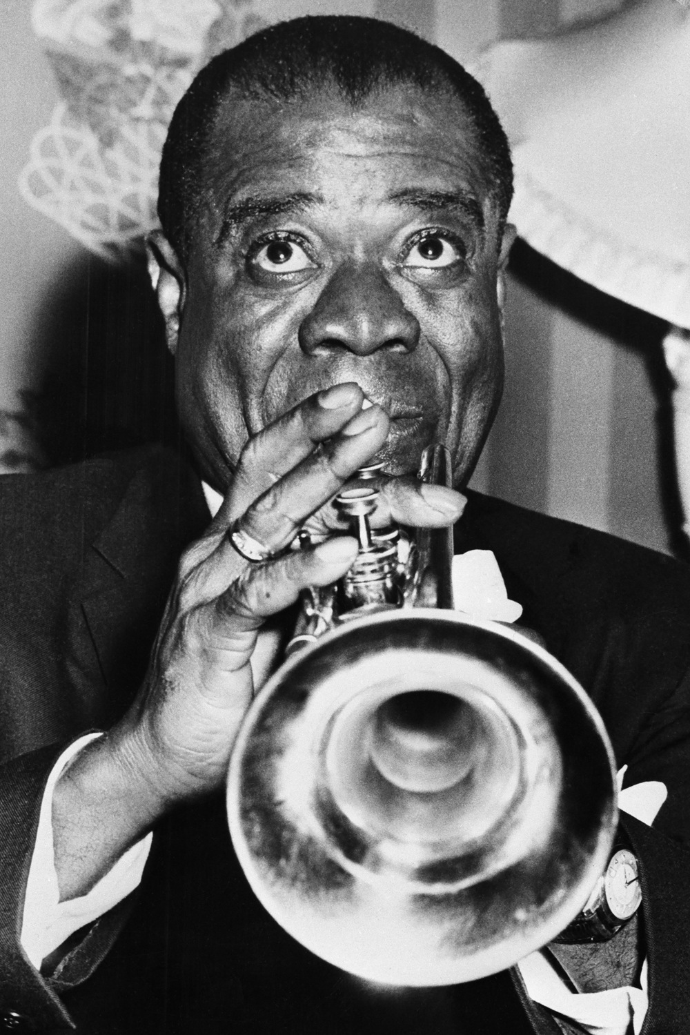 queence Acrylglasbild »Louis Armstrong«, Schwarz-Weiß-Mann-Stars-Portrait-F günstig online kaufen