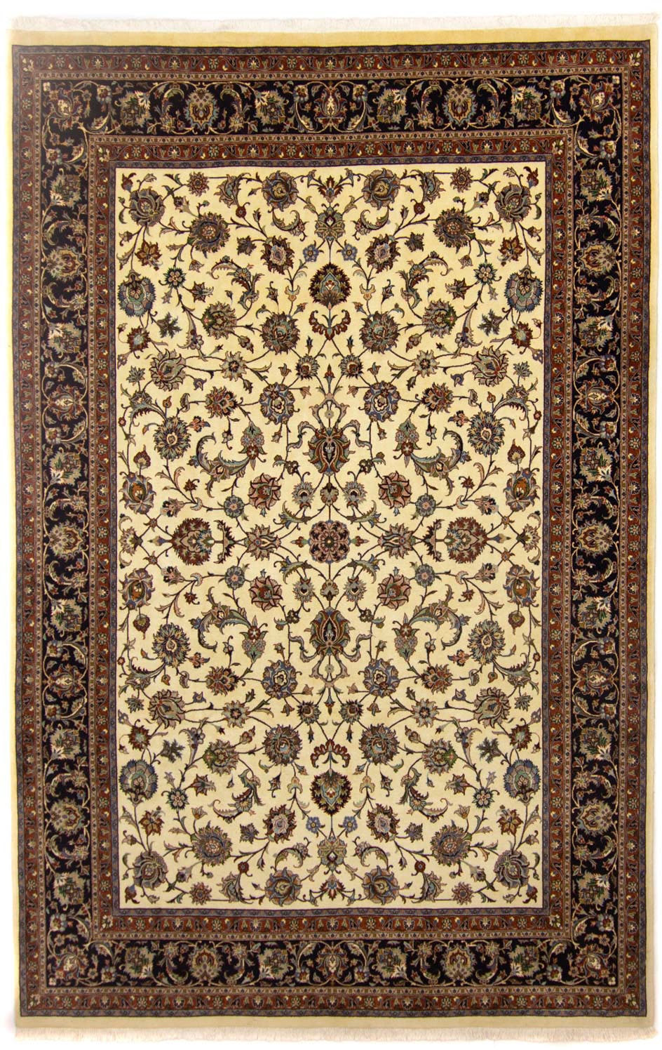 Bild von morgenland Wollteppich »Maschad Durchgemustert Beige 345 x 245 cm«, rechteckig, Unikat mit Zertifikat