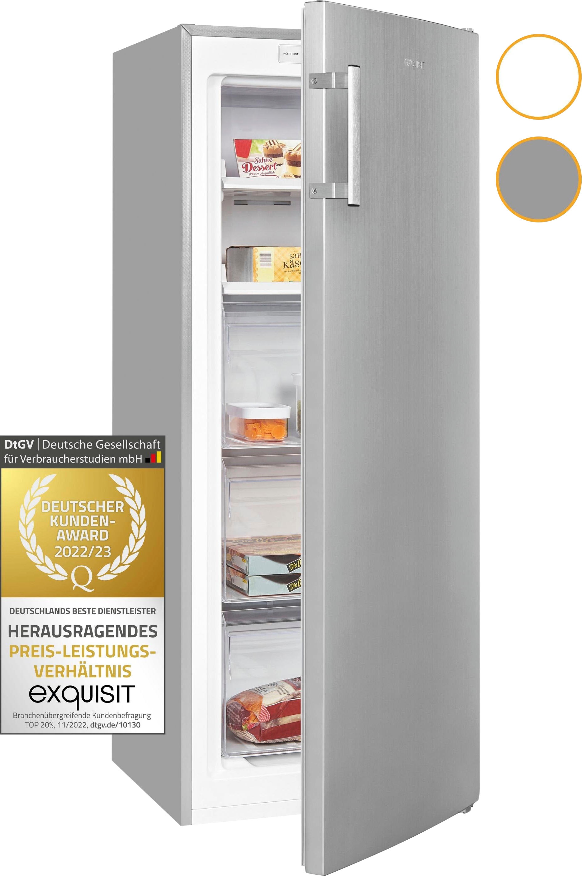 4. Bild von exquisit Gefrierschrank »GS231-NF-H-040Cinoxlook«, 143 cm hoch, 54 cm breit, NoFrost, 161 Liter Nutzinhalt