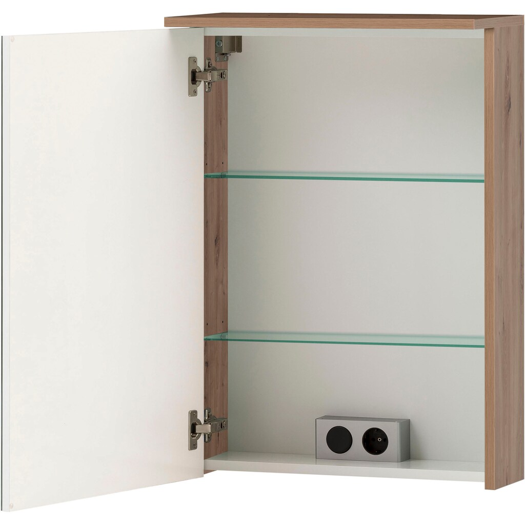 Schildmeyer Badezimmerspiegelschrank »Jesper Breite 50,4 cm«, Mit LED-Beleuchtung und Schalterbox,höhenverstellbare Glaseinlegeböden