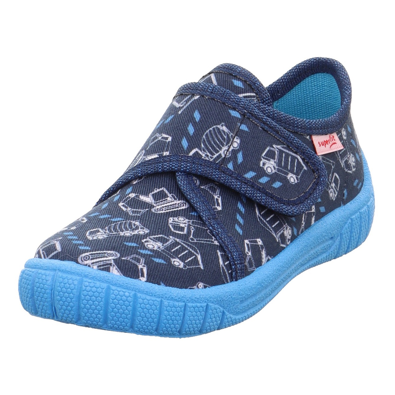 SUPERFIT Hausschuh »BILL WMS: Mittel« Klettschuh mit Klettverschluss, Größenschablone zum Download dunkelblau kombiniert 30 30 Mit allover Motiv