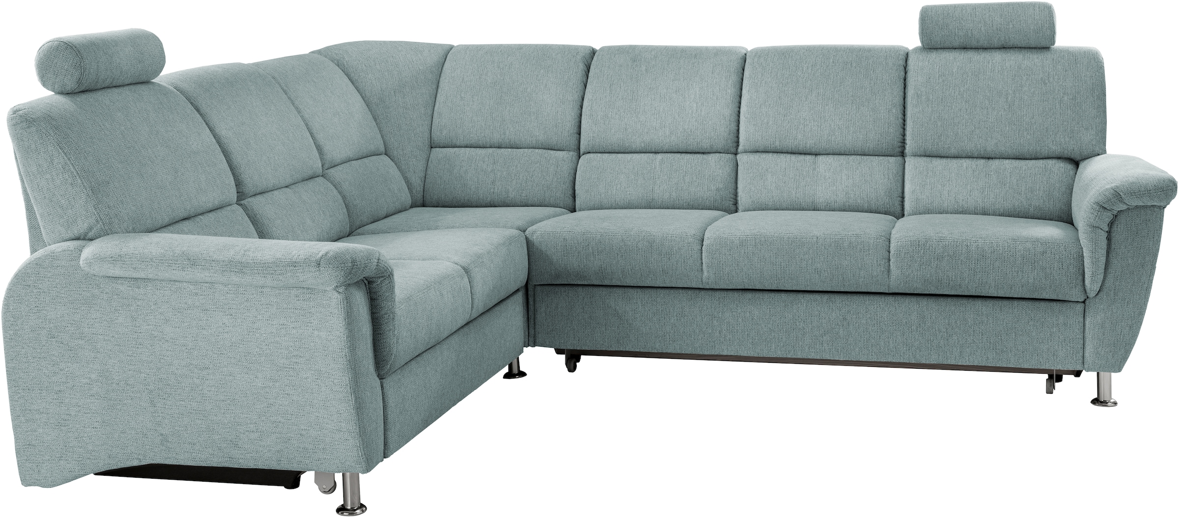 Home affaire Ecksofa »Pisa L-Form, mit Schlaffunktion, Stauraum, 2x höhenverstellbare«, Kopfstützen und Relaxfunktion im Eckelement