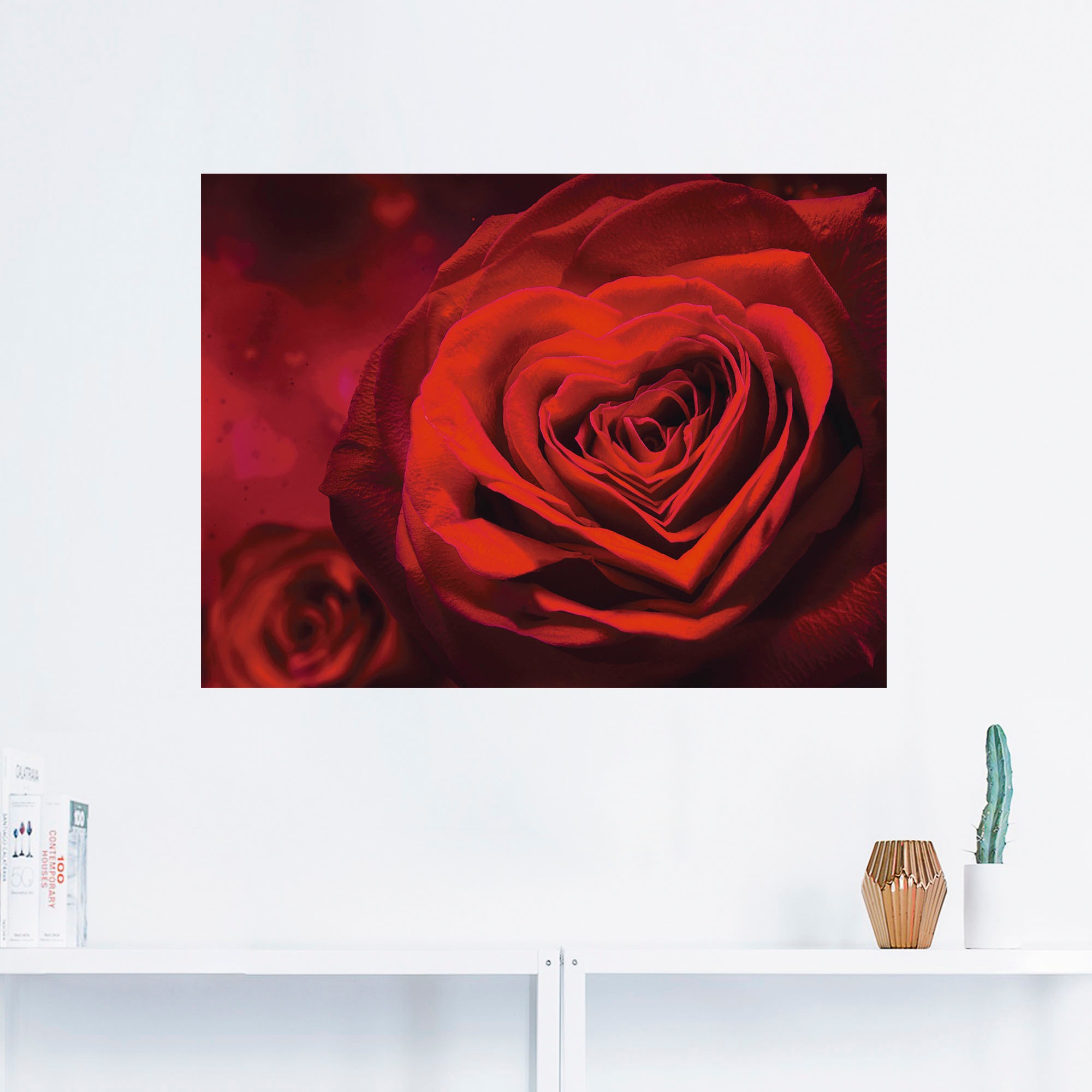 Artland Wandbild »Valentinseinladung mit Herzen und Rosen«, Blumen, (1 St.), als Leinwandbild, Poster, Wandaufkleber in verschied. Größen