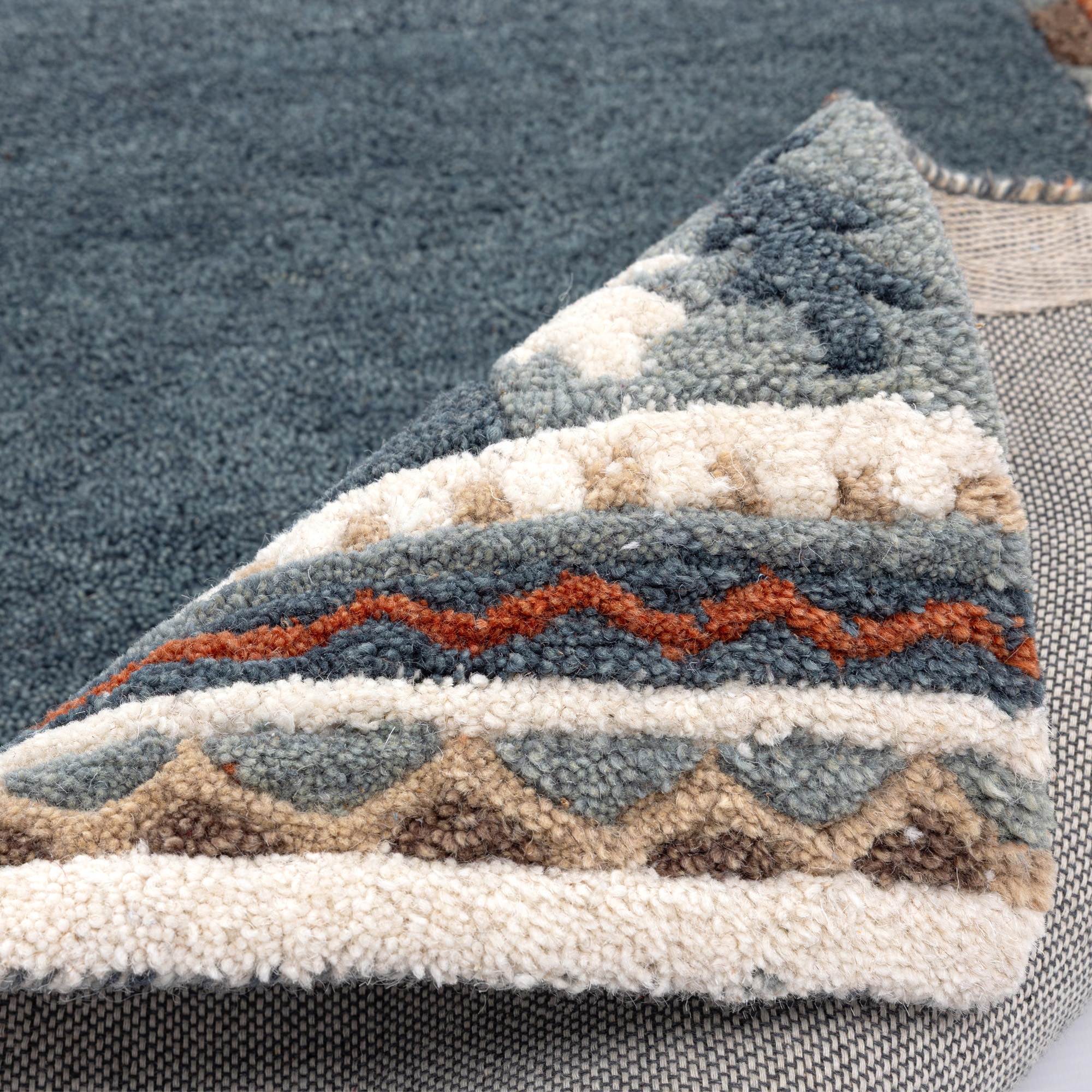 THEKO Läufer »Nuno, reine Wolle,  Handgefertigt, mit Bordüre« rechteckig 14 mm Höhe handgetuftet, Brücke, Wohnzimmer, Schlafzimmer, Esszimmer