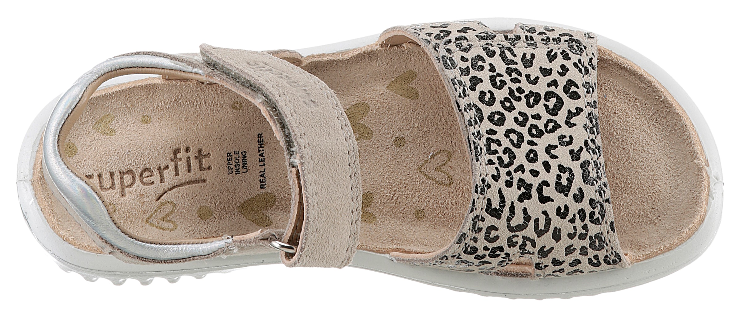 Superfit Sandale »SPARKLE WMS: mittel«, Klett-Sandalette mit Leomuster, Größenschablone zum Download