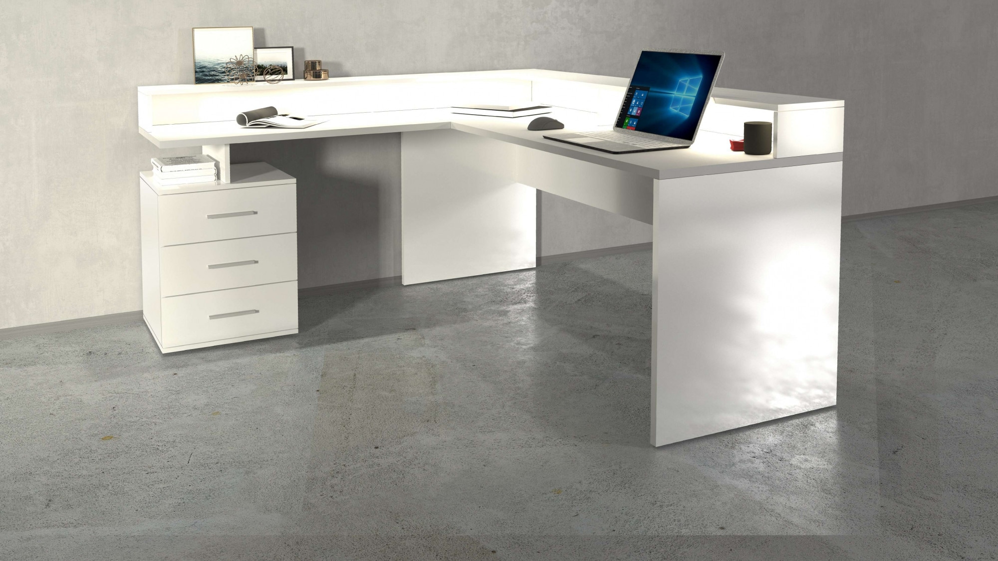 INOSIGN Eckschreibtisch »New Selina«, Schreibtisch, Schubkästen, mit oder ohne Monitoraufsatz, B 180/160 cm