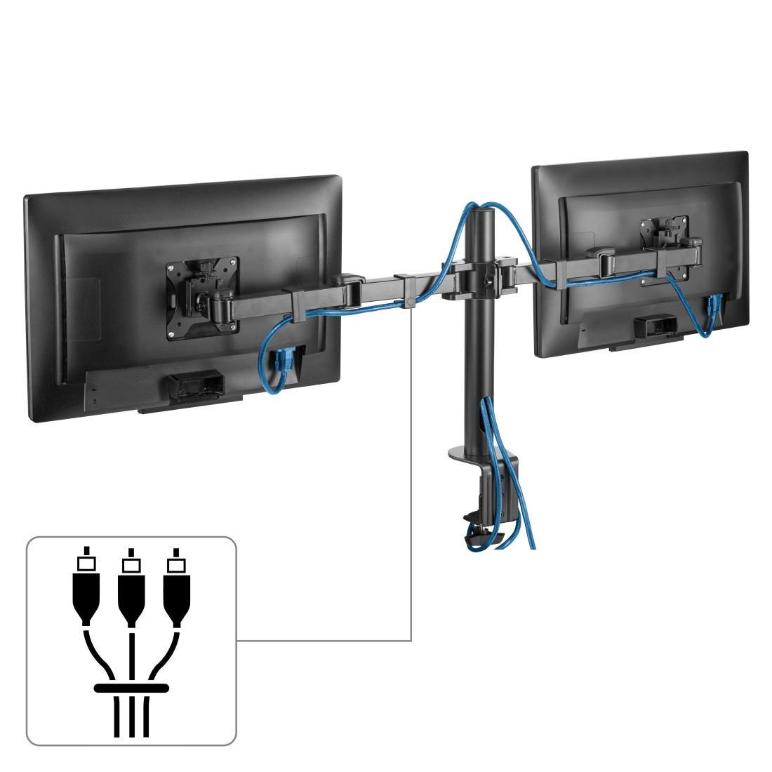 Hama Monitor-Halterung »Bildschirmhalterung, 2 Monitore, Doppelarm Schwarz«, bis 89 cm Zoll