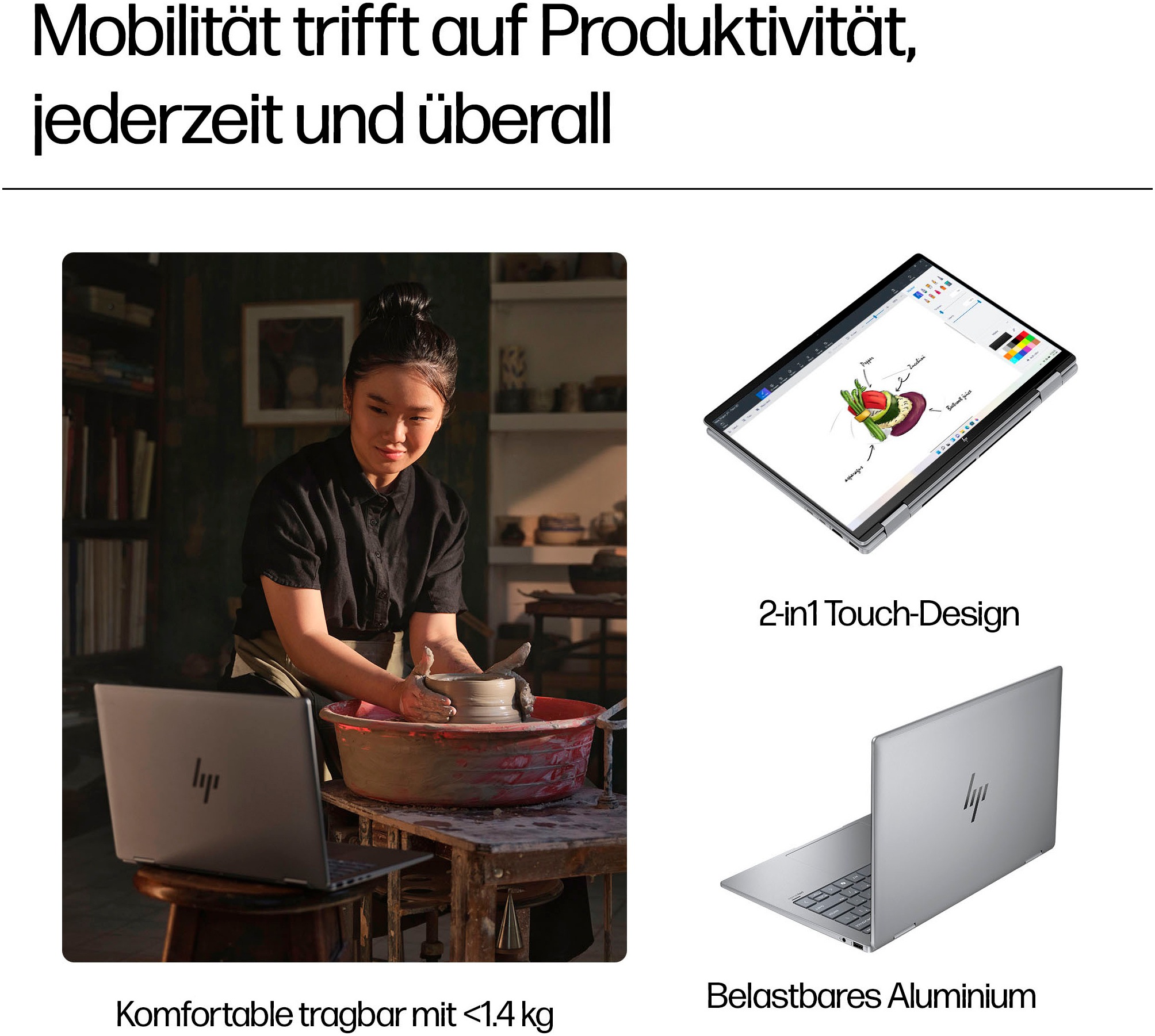 HP Notebook »Laptop 14-fa0057ng Meteor Silver (P)«, 35,6 cm, / 14 Zoll, AMD, Ryzen 5, Radeon Graphics, 512 GB SSD