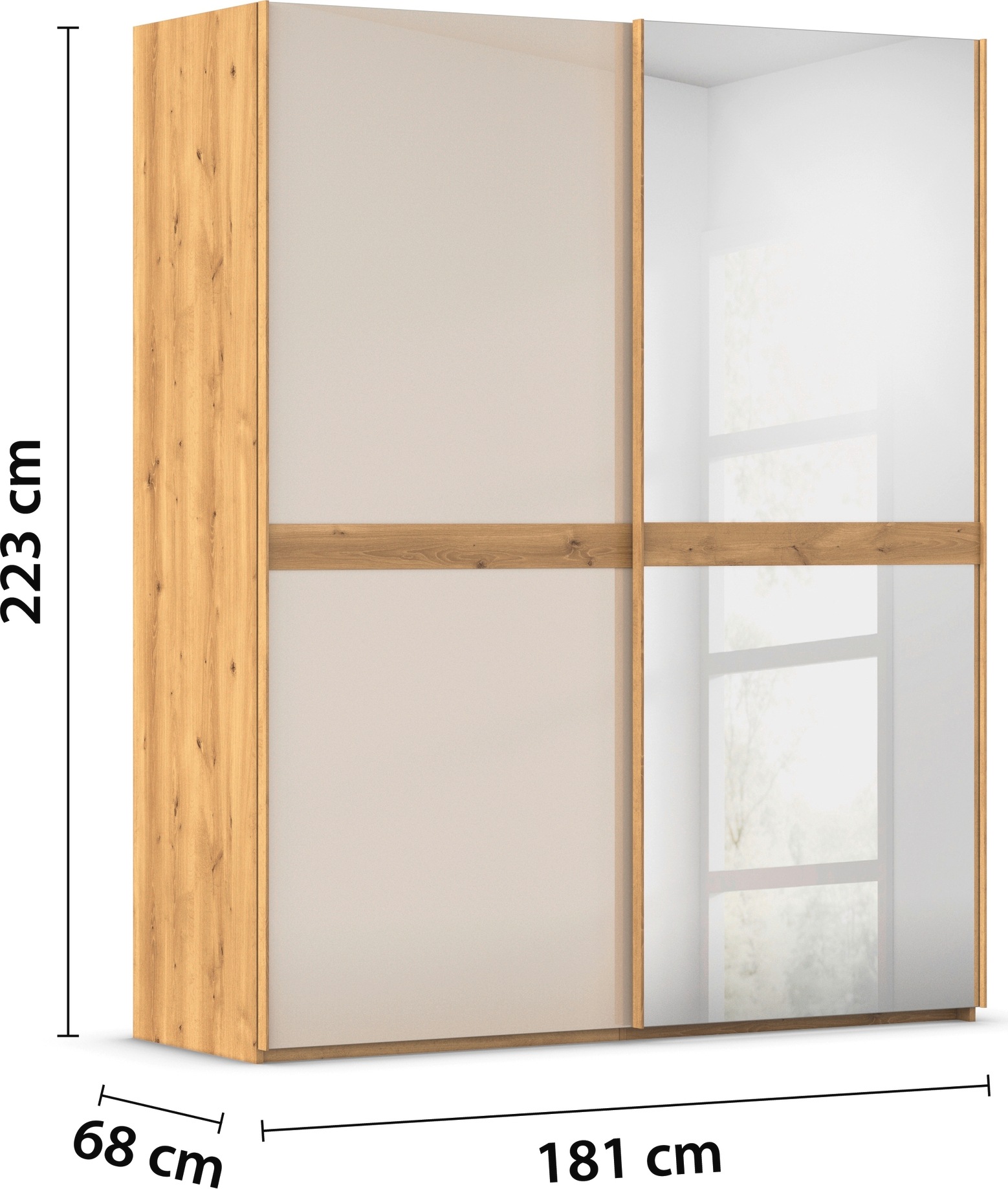 rauch Schwebetürenschrank »Kleiderschrank Schrank Garderobe Schlafzimmerschrank SCALE-LINE«, edle Optik mit Bauchbinde mit Glas/Spiegel-Front MADE IN GERMANY