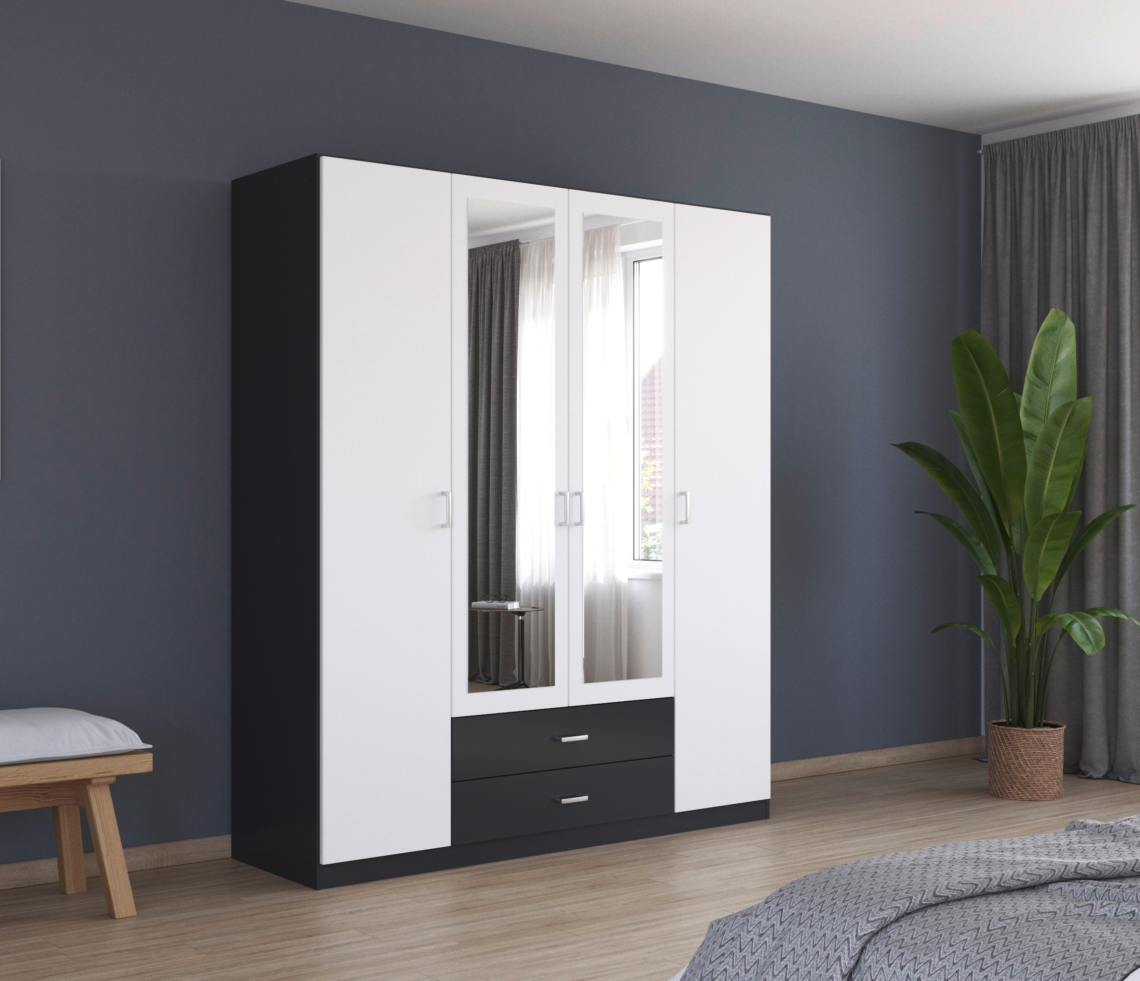 rauch Kleiderschrank »Schrank Garderobe Wäscheschrank GAMMA in 3 Breiten«, viel Stauraum mit 6 Schubladen, mit Spiegel TOPSELLER MADE IN GERMANY