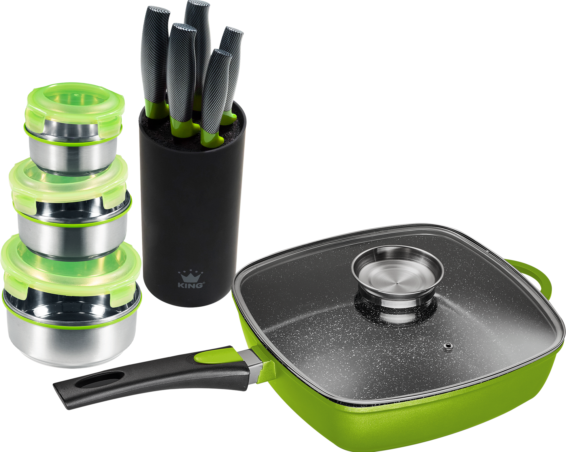 KING Pfannen-Set »Square«, Aluminiumguss, (Set, 10 tlg.), Induktion-Eckpfan günstig online kaufen