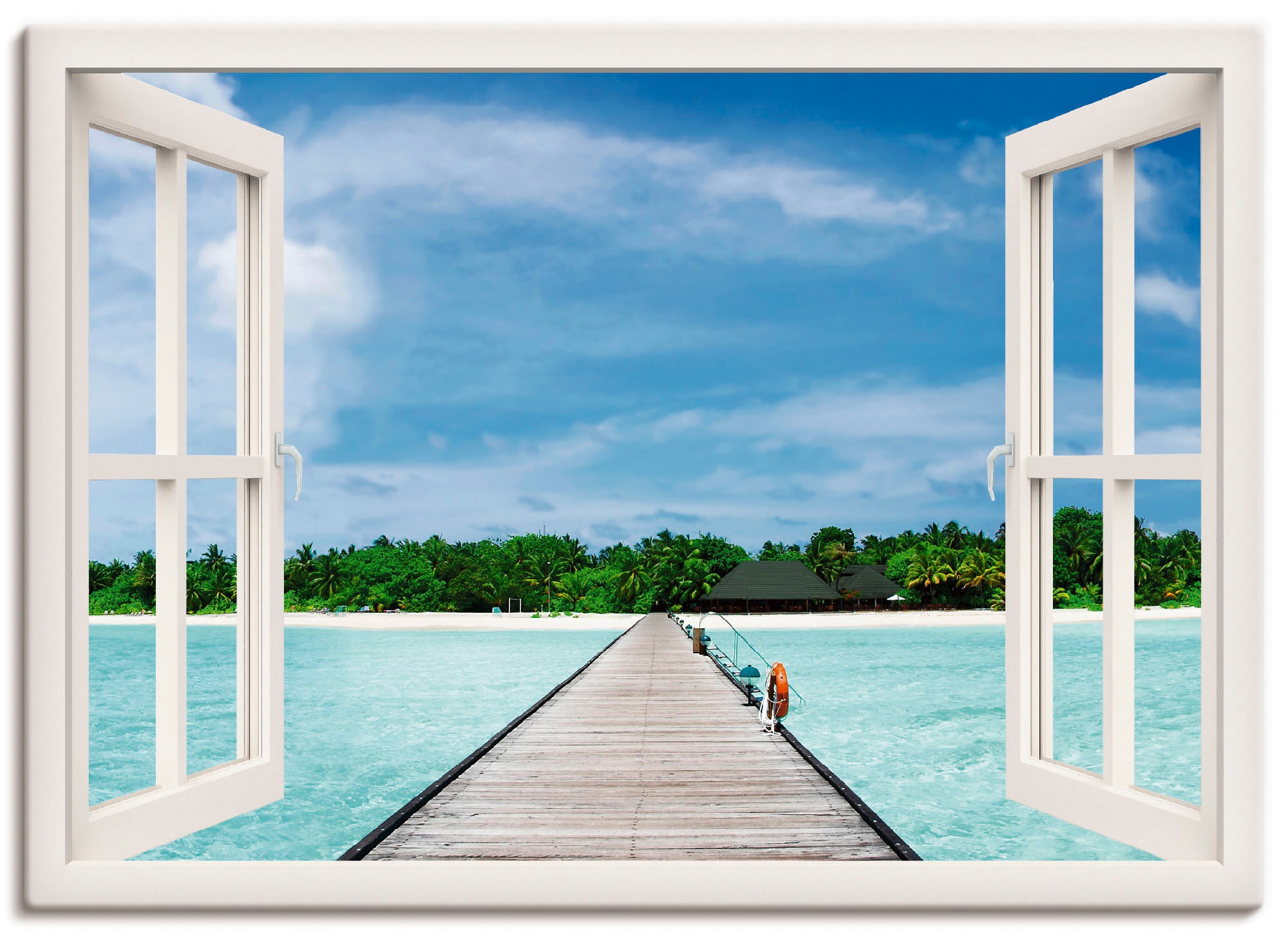 Artland Wandbild »Fensterblick maledivischen Paradies« Fensterblick 1 Stk. günstig online kaufen