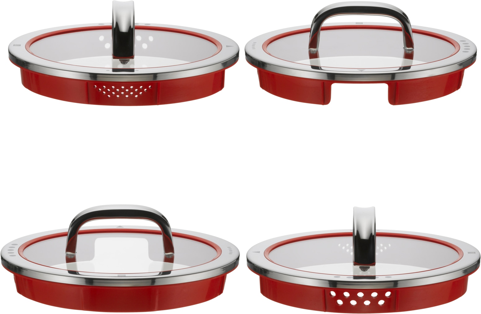 WMF Topf-Set »Function 4, Glasdeckel mit 4 Abgießfunktionen, poliert, unbeschichtet« 1x Bratentopf 20cm, 3x Fleischtopf 16/20/24cm, 1x Stielkasserolle 16cm,  Cromargan® Edelstahl Rostfrei 18/10