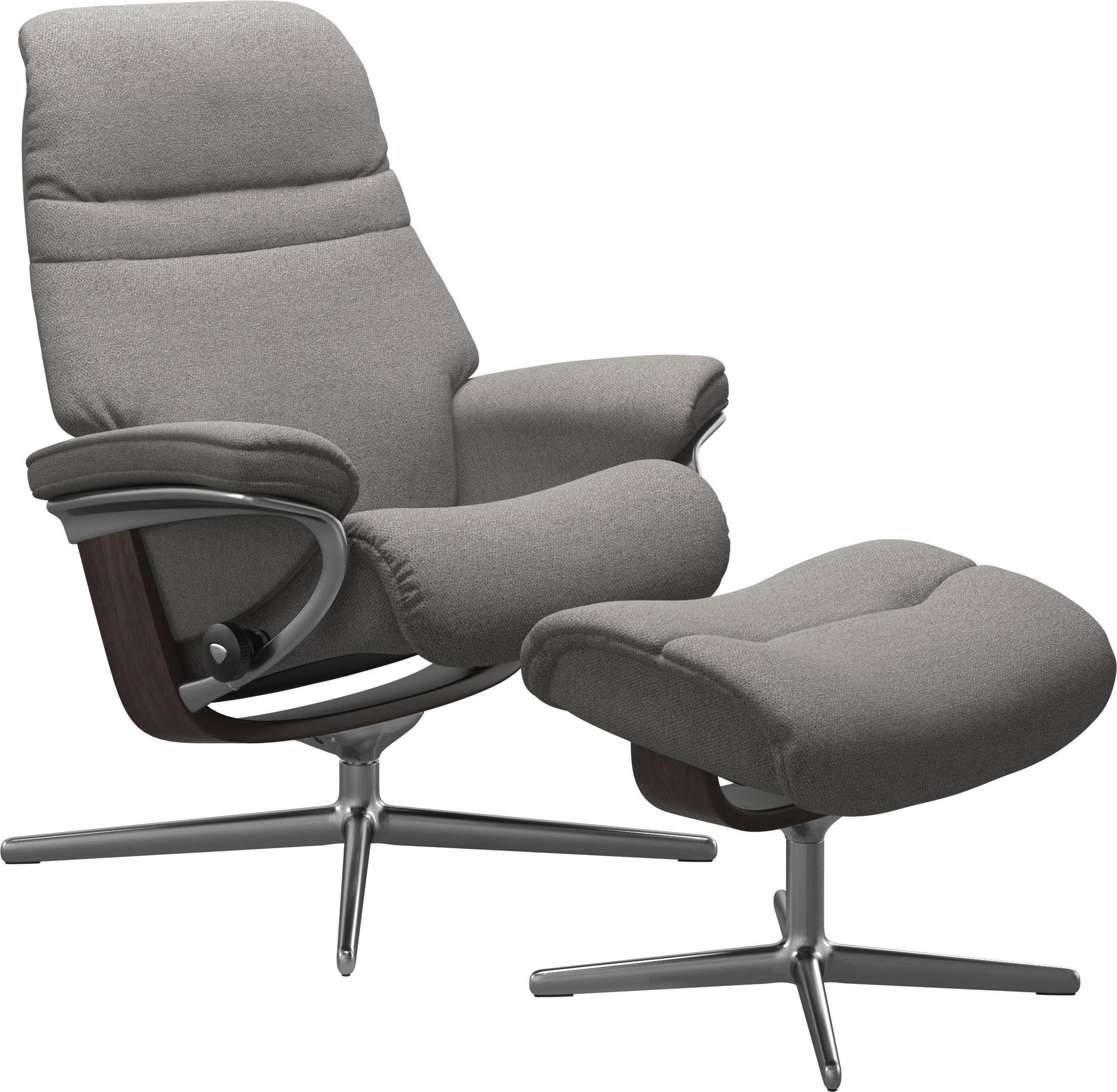 Stressless® Relaxsessel »Sunrise«, (Set, Relaxsessel mit Hocker), mit Hocker, mit Cross Base, Größe S, M & L, Holzakzent Wenge