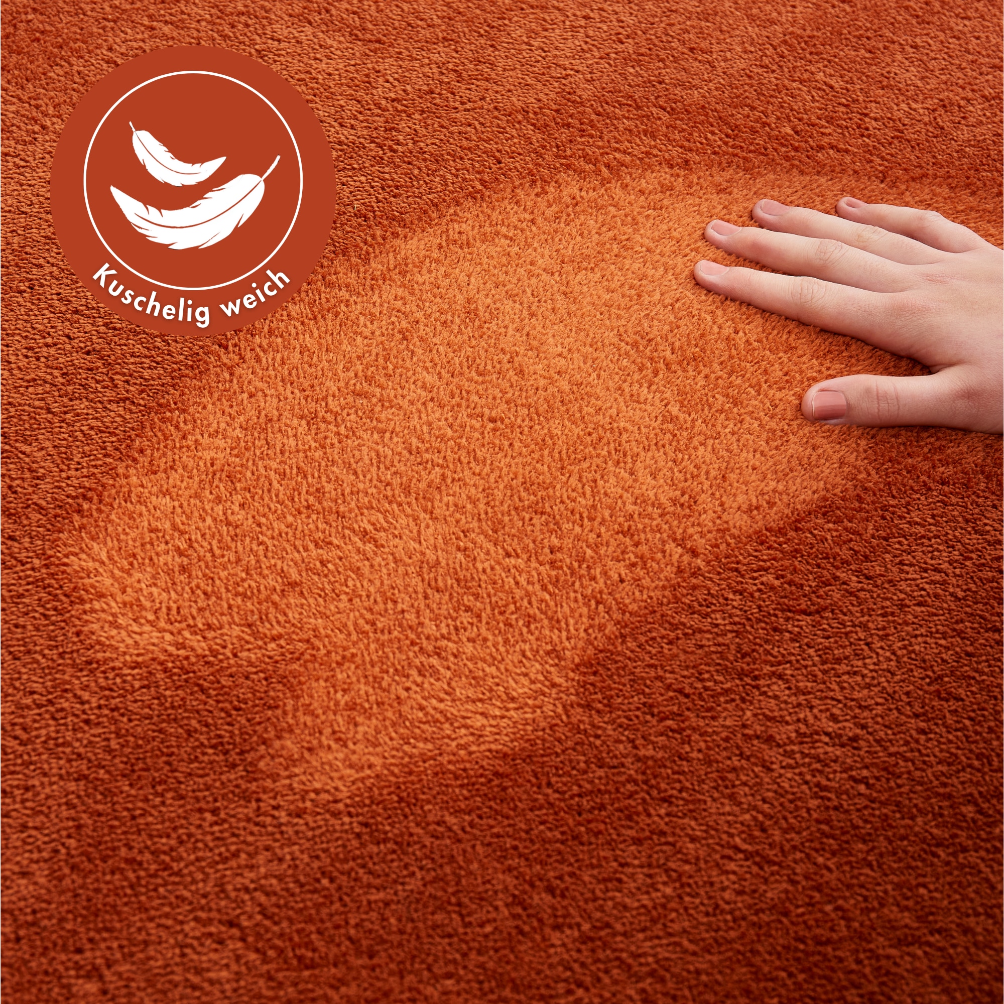 Andiamo Teppich »Arezzo« rund 16 mm Höhe Uni Farben, weicher Flor, waschbar, ideal im Wohnzimmer & Schlafzimmer