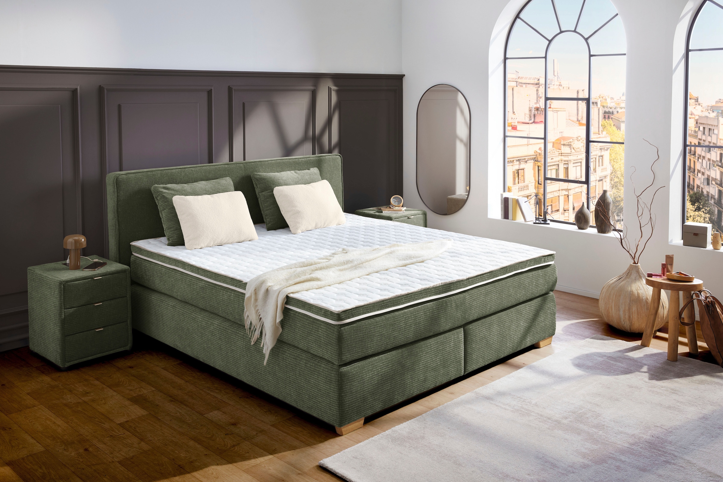 Jockenhöfer Gruppe Boxspringbett »Ronja, inkl. 7-Zonen-TTFK-Matratzen, Kaltschaum-Topper« inkl. 4 Kissen, 180x200 cm, verschiedene Härtegrade wählbar