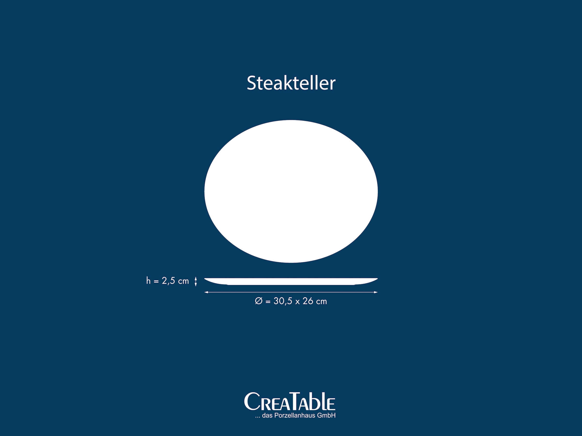 CreaTable Speiseteller »Gourmet, Kebabteller 4-tlg.« Zeitlos, Hochwertiges Porzellan