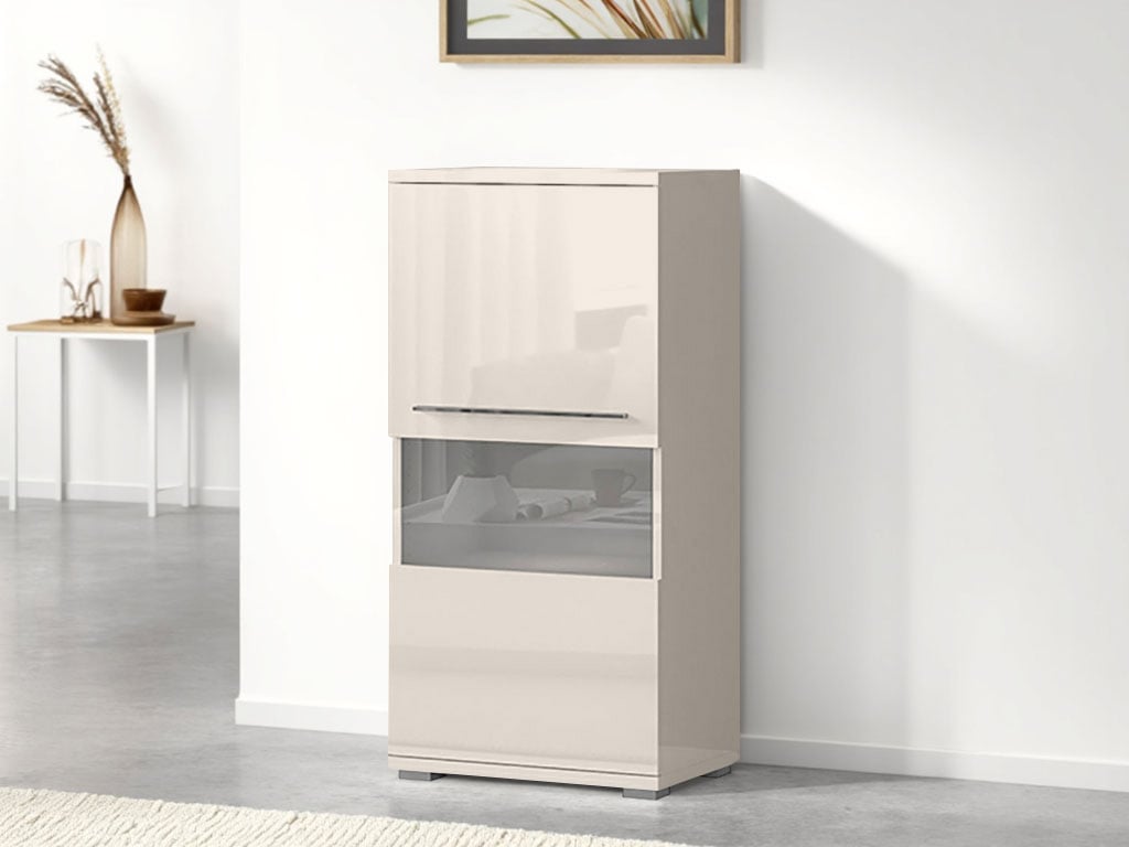 Places of Style Highboard »Piano Vitrine«, (H/B/T): 123/60/40,2cm), UV lackiert, Soft-Close Funktion