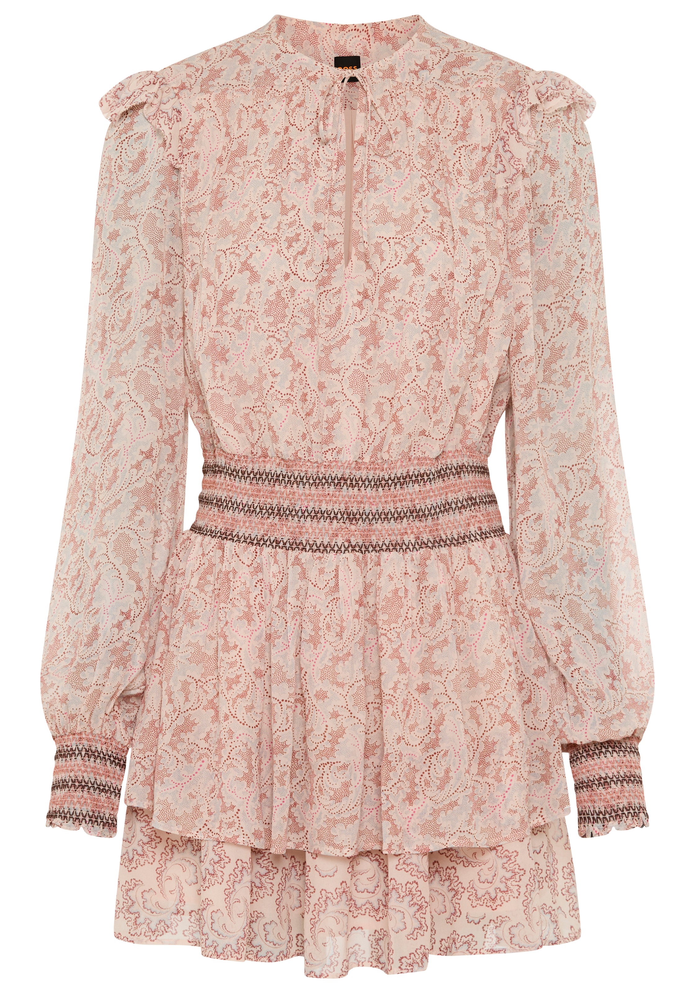 BOSS ORANGE Druckkleid »Darmia Premium Damenmode« mit Volants und gesmokten Details