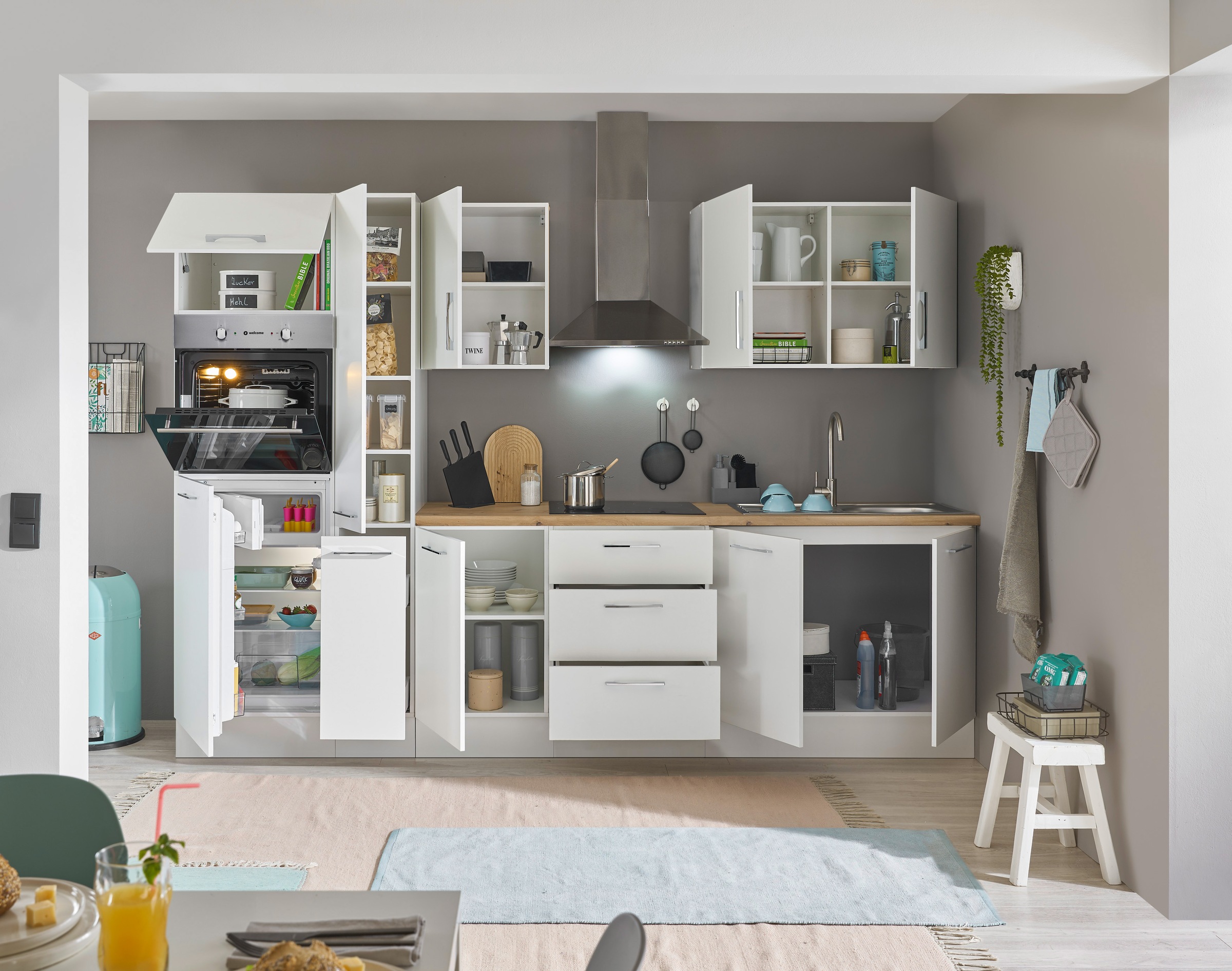 BASIC by Balculina Küchenzeile »Turin«, Breite 300 cm, wahlweise mit E-Geräten