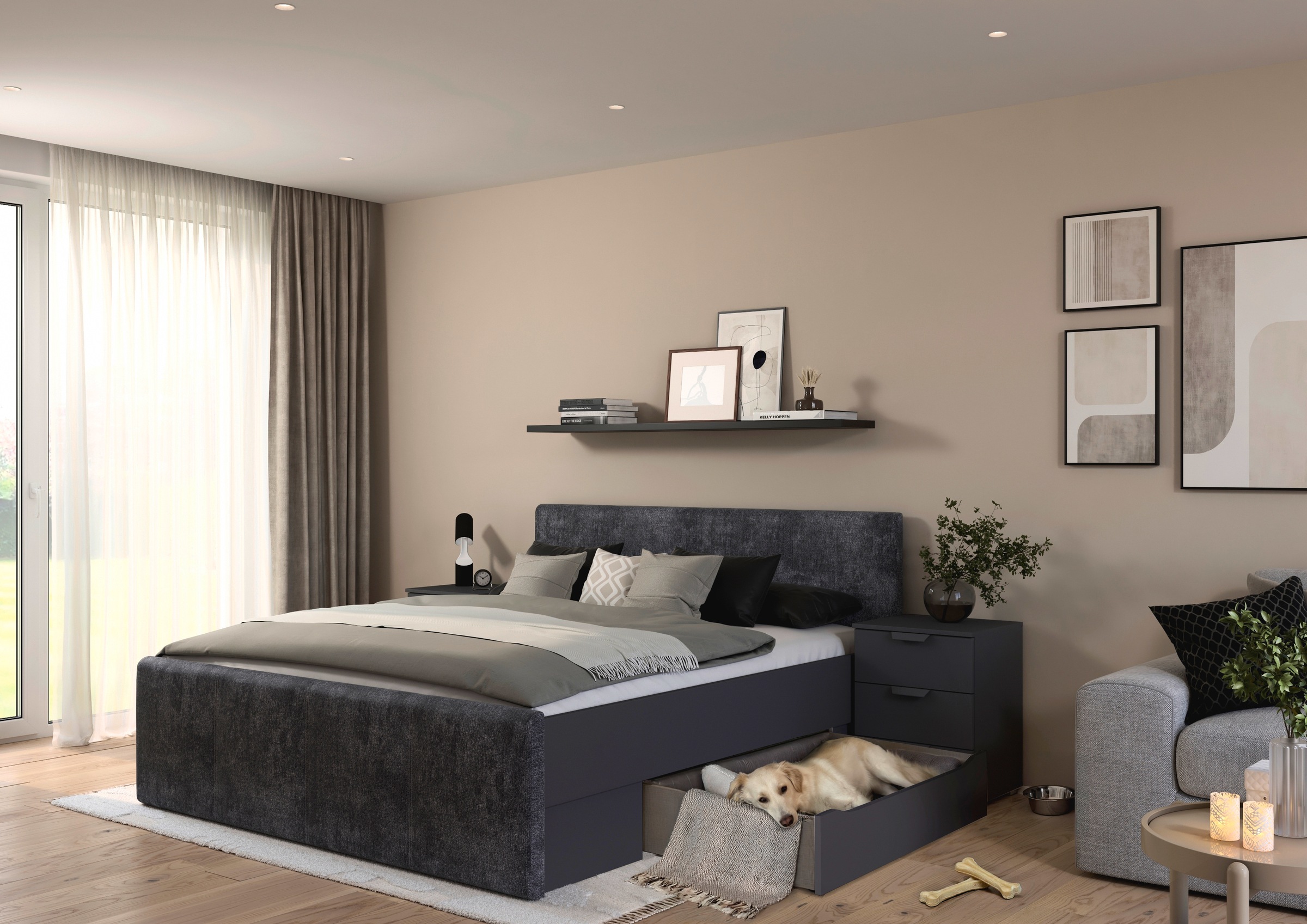 rauch Bett »Doppelbett Polsterbett Stauraumbett AGORDO«, (180x200 cm), praktische Bettschubkästen für zusätzlichen Stauraum MADE IN GERMANY