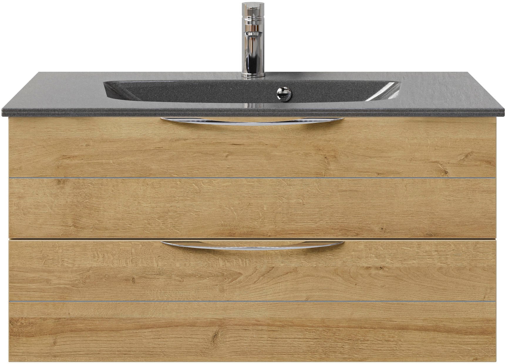 Saphir Waschtisch »Serie 6025 Mineralmarmor-Waschtisch mit Unterschrank, 97 cm breit«, Waschplatz mit 2 Schubladen, hängend, verschiedene Ausführungen