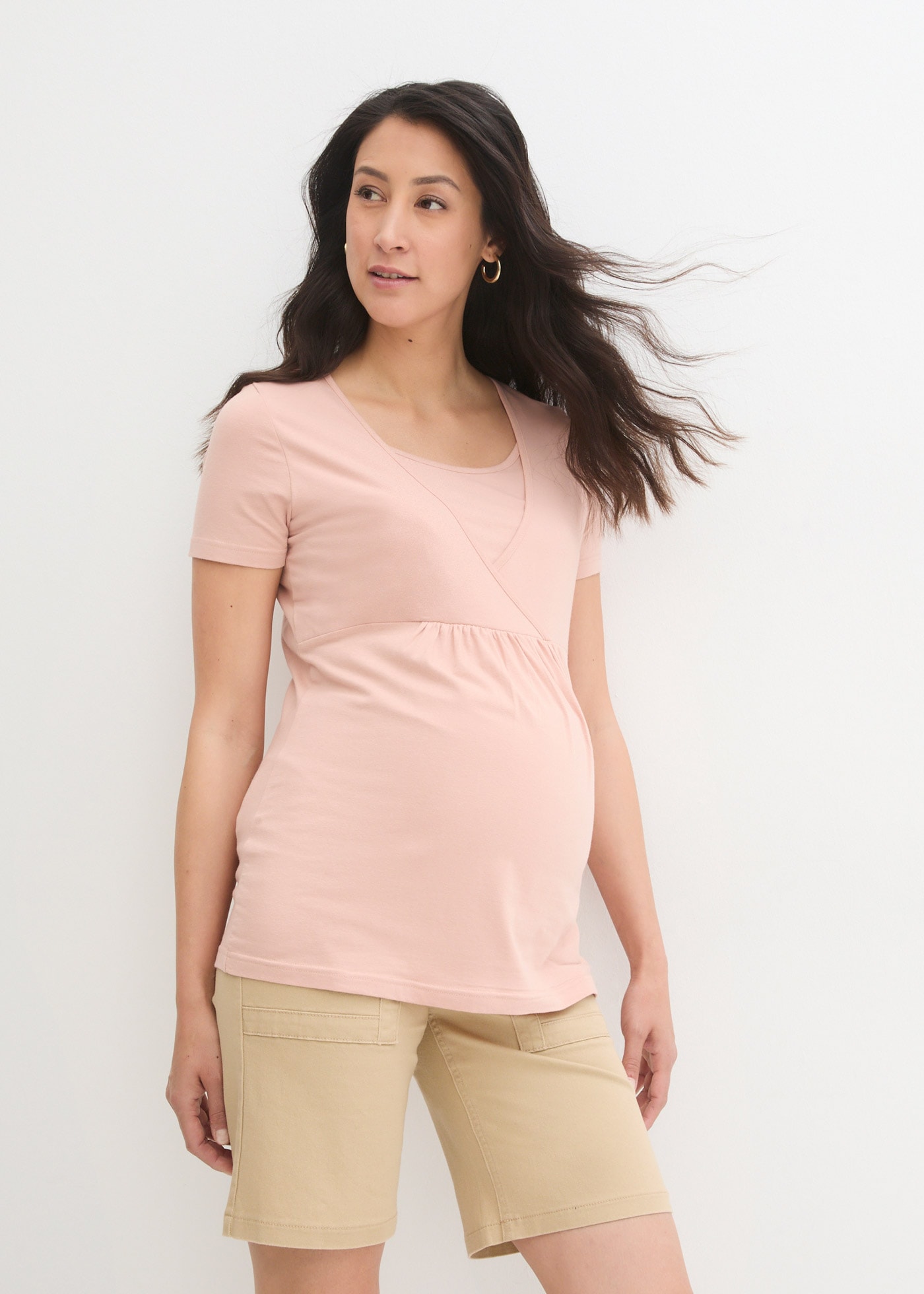 bonprix Stillshirt »2-in-1 Umstands- und Stillshirts (2er Pack?)« Packung, 2, 2 Stk. figurumspielende Passform, mit Wickelschnitt