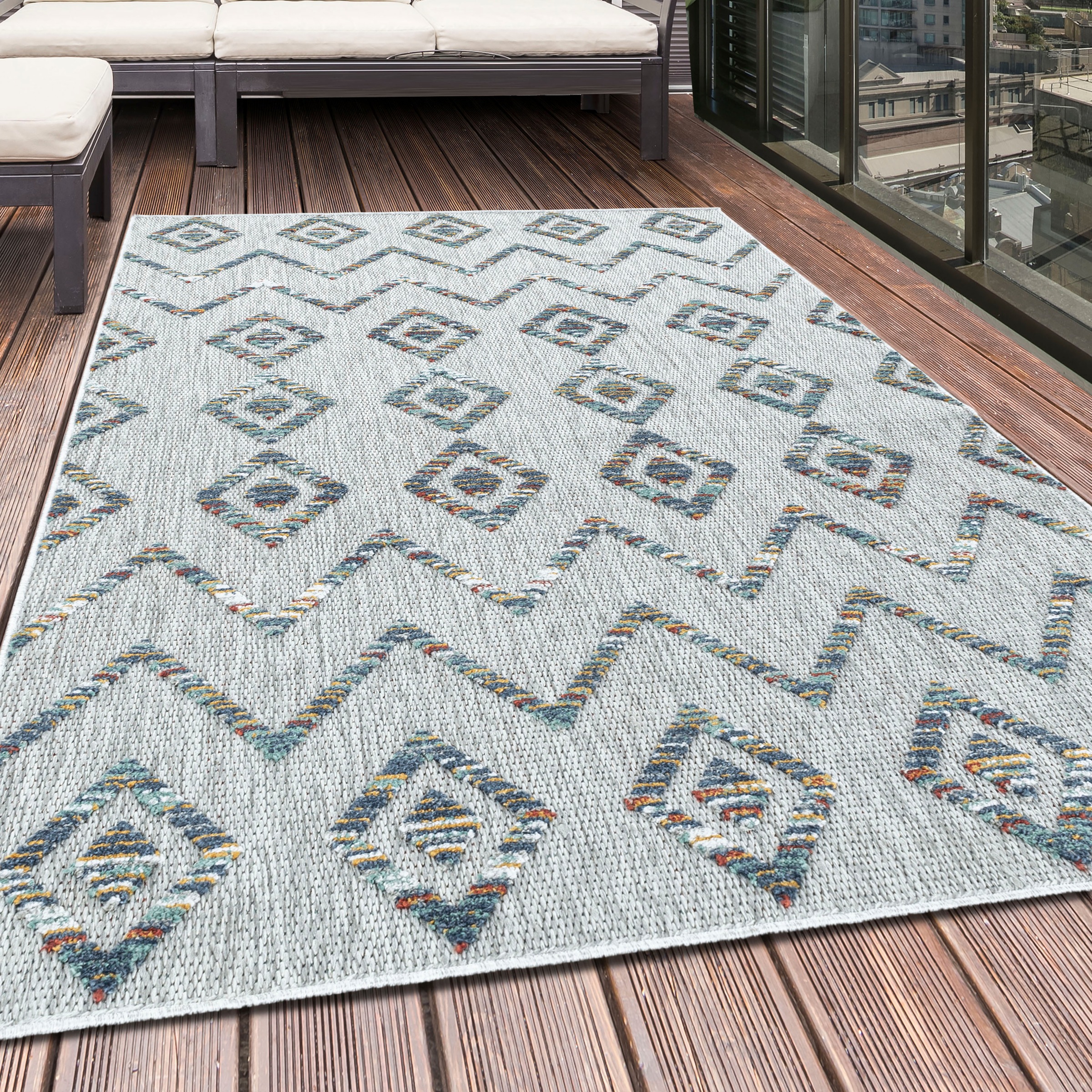 Bild von Ayyildiz Teppiche Teppich »BAHAMA 5152,AYYILDIZ TEPPICHE,BAHA«, rechteckig, Flachflor mit Hoch-Tief-Struktur, In-und Outdoor geeignet