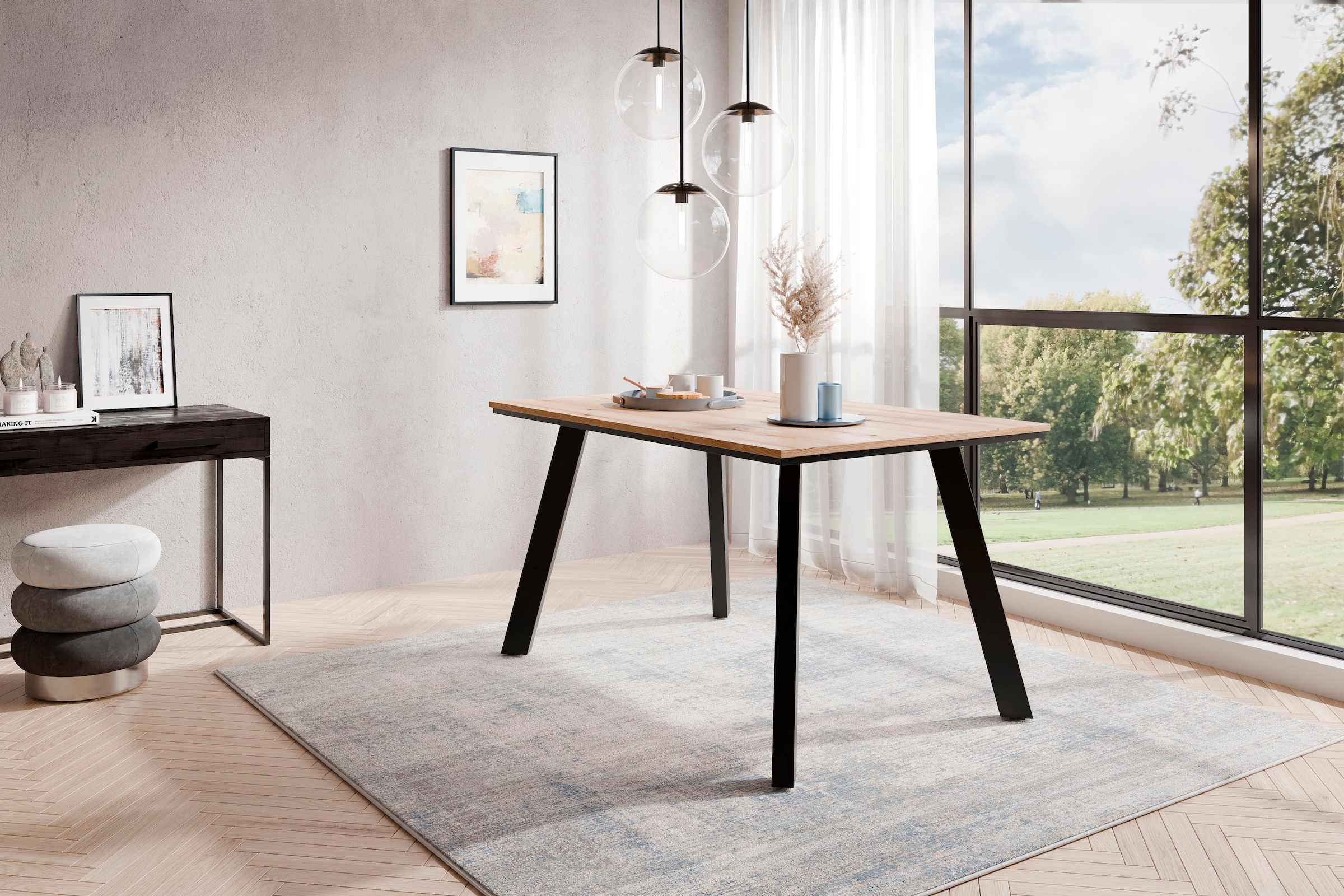 Home affaire Esstisch »Genf«, pflegeleichter Küchentisch, Breite 140 cm, Evoke Eichenachbildung