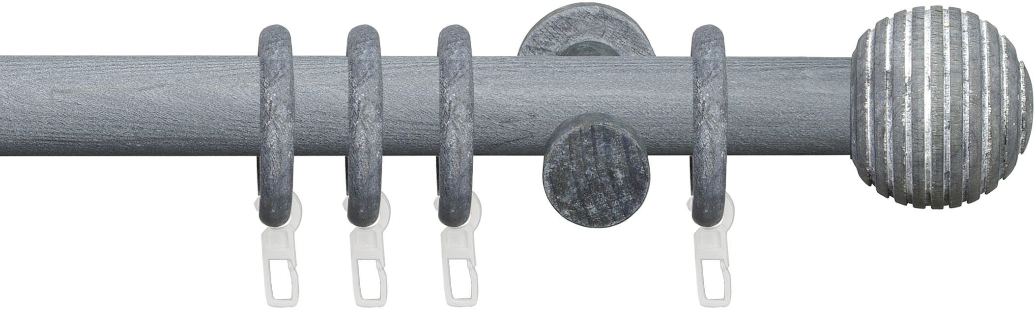 Liedeco Gardinenstange »Stilgarnitur 28 mm Kugel-Streifen«, 1 läufig-läufig, Fixmaß, Gardinenstange Komplett
