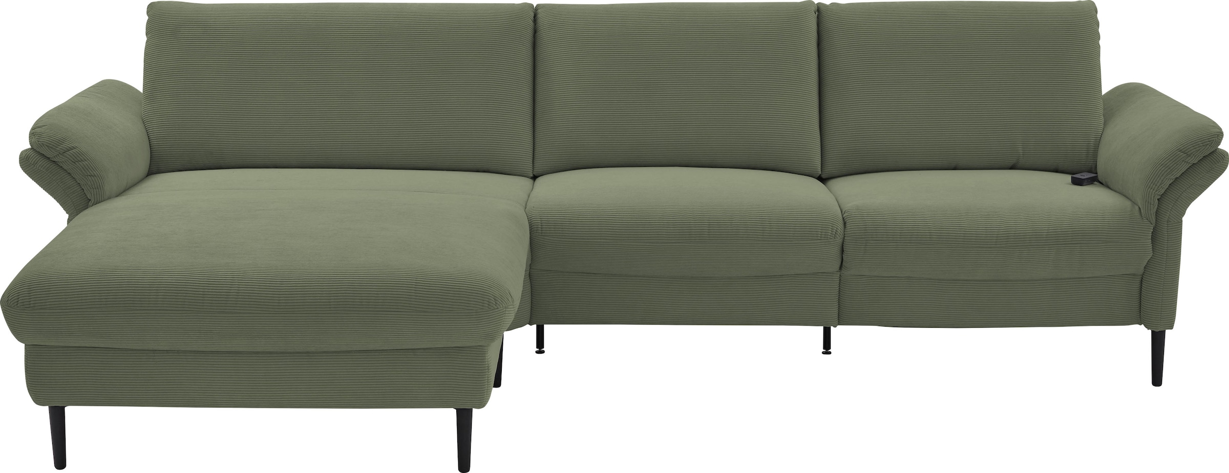 Places of Style Ecksofa »Sarsina: mit Tonnentaschen-Federkern, perfekt zum Entspannen L-Form«, inklusive 1 motorischen Relaxfunktion mit Herz-Waage-Beschlag